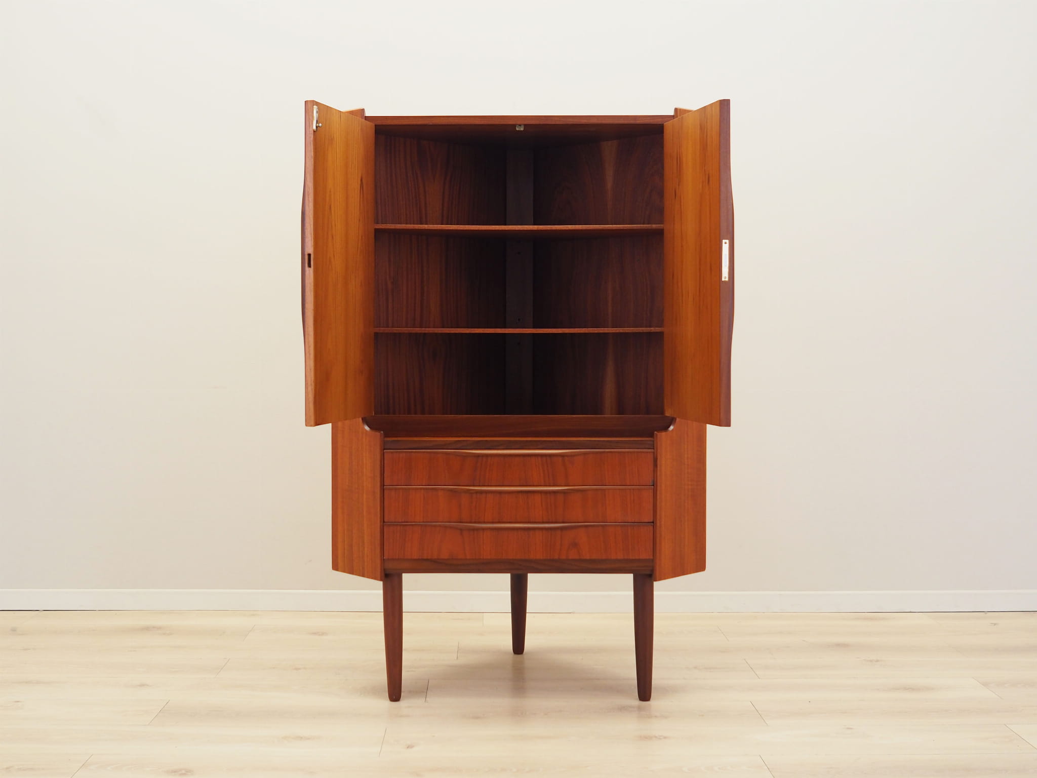 Vintage corner cabinet teak brown 1970s