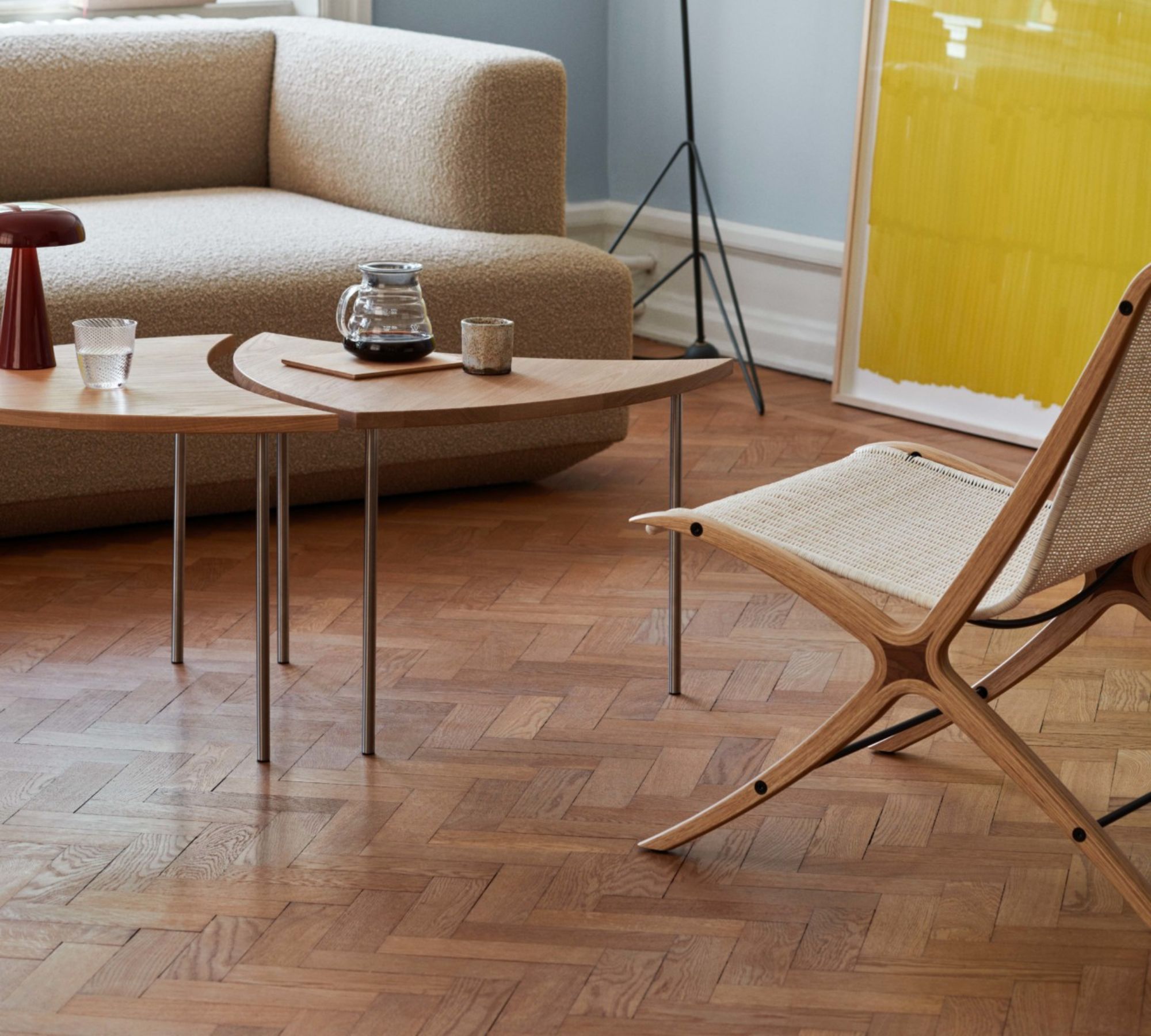 Pinwheel HM7 Side table Oak wood Steel Brown