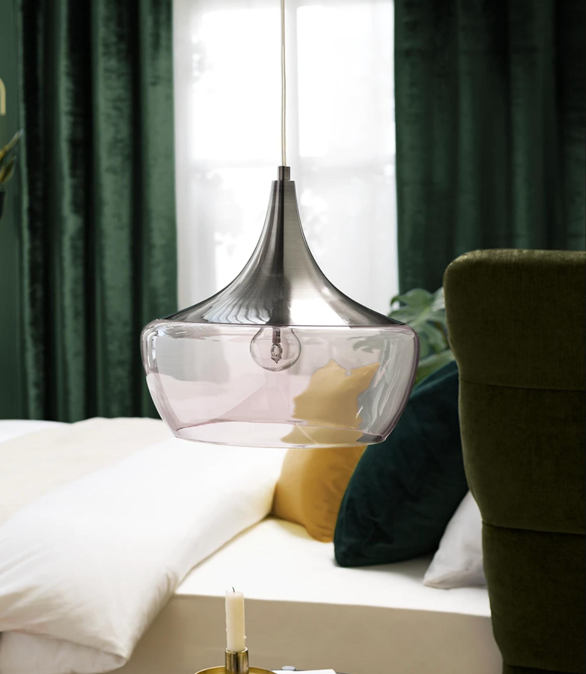 Pendant lamp Arola Glass / Iron 1-light Granite
