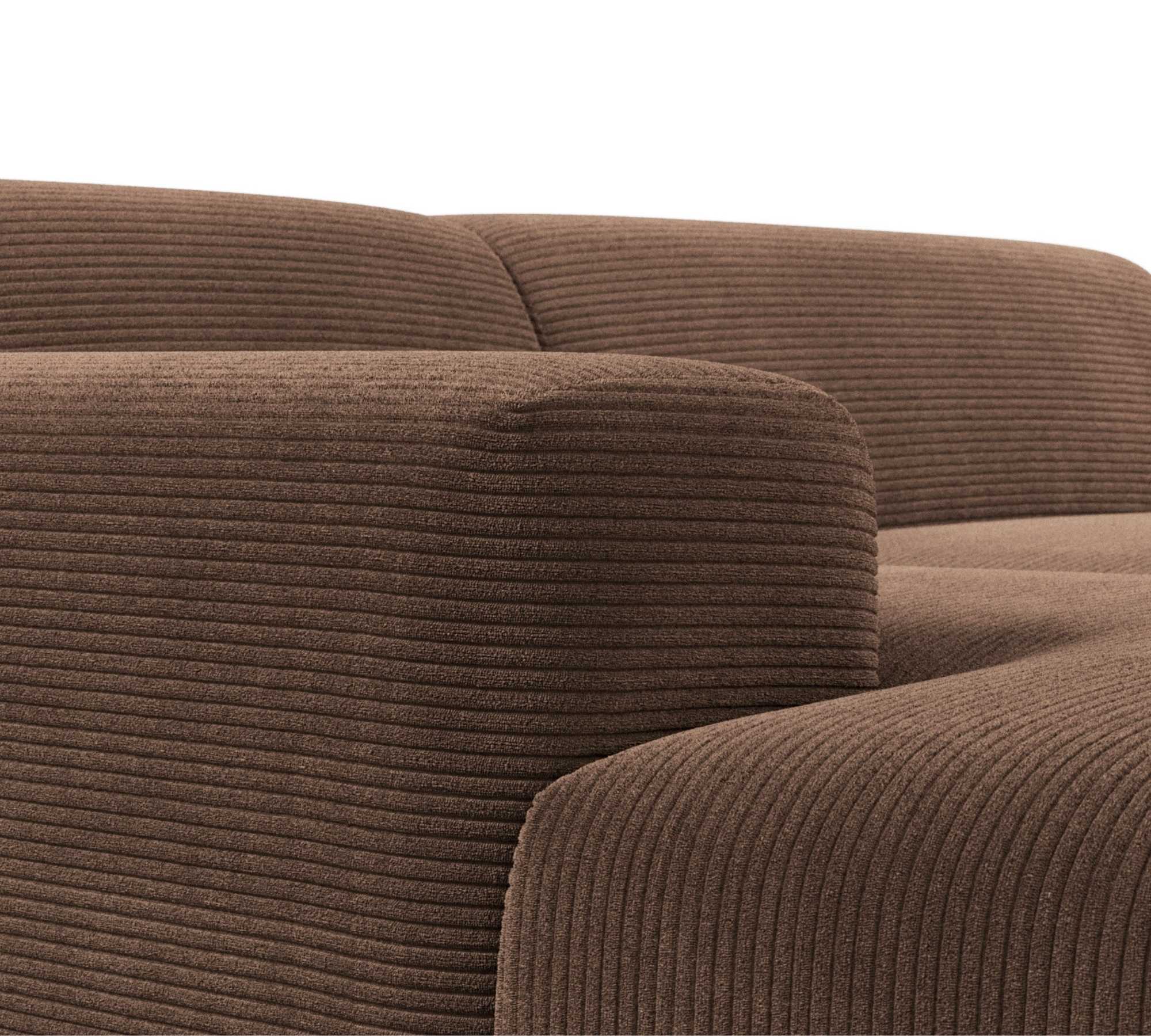 Karen 2-Sitzer Sofa Récamiere Links Cord Samt Haselnuss