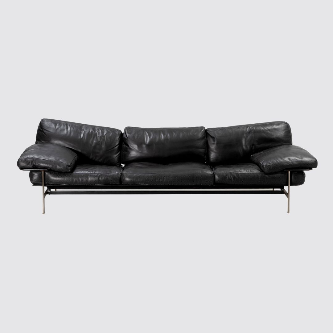 Diesis Sofa 3-Sitzer Ledersofa Schwarz