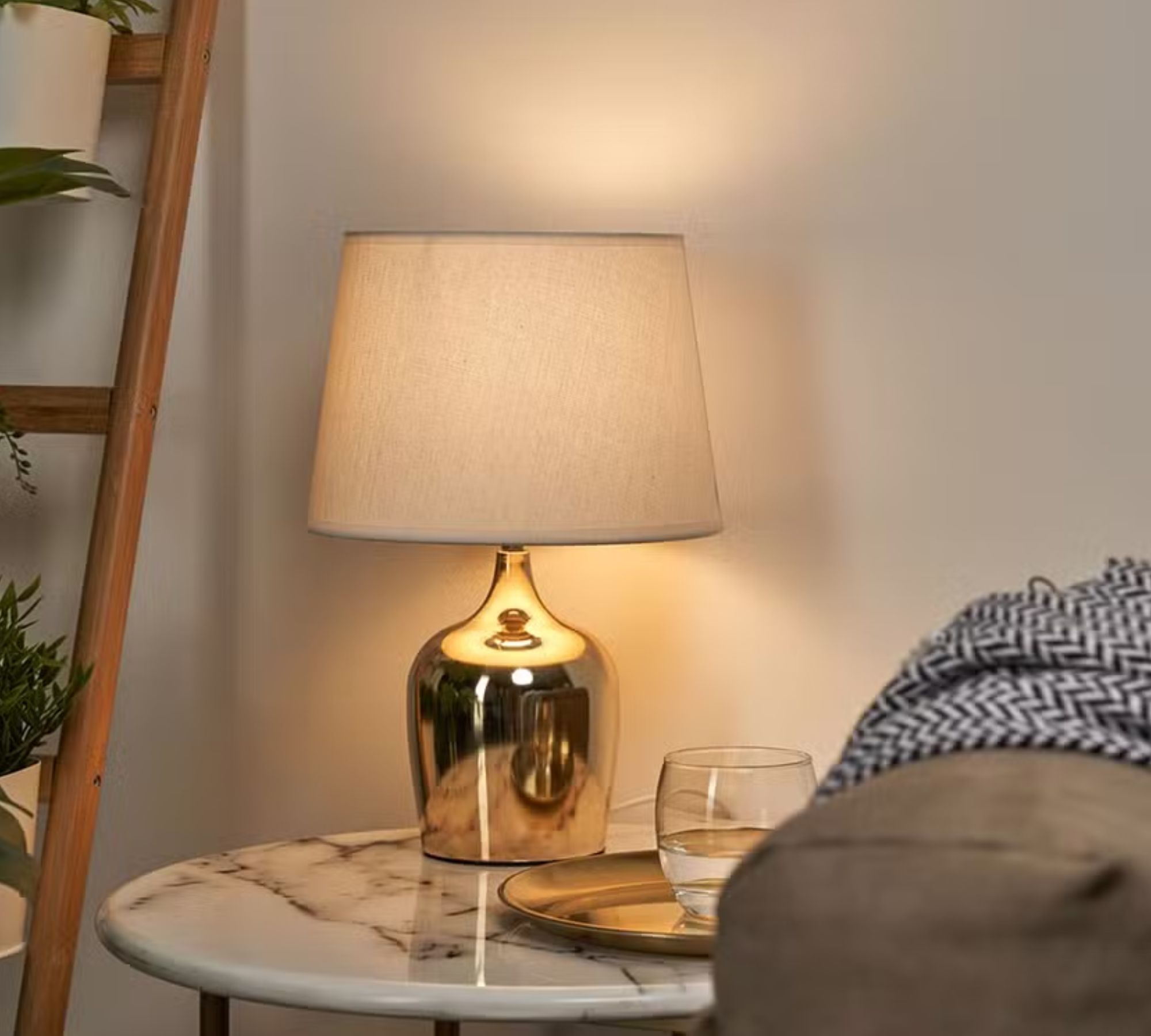 Table lamp 1-flame aluminum blended fabric