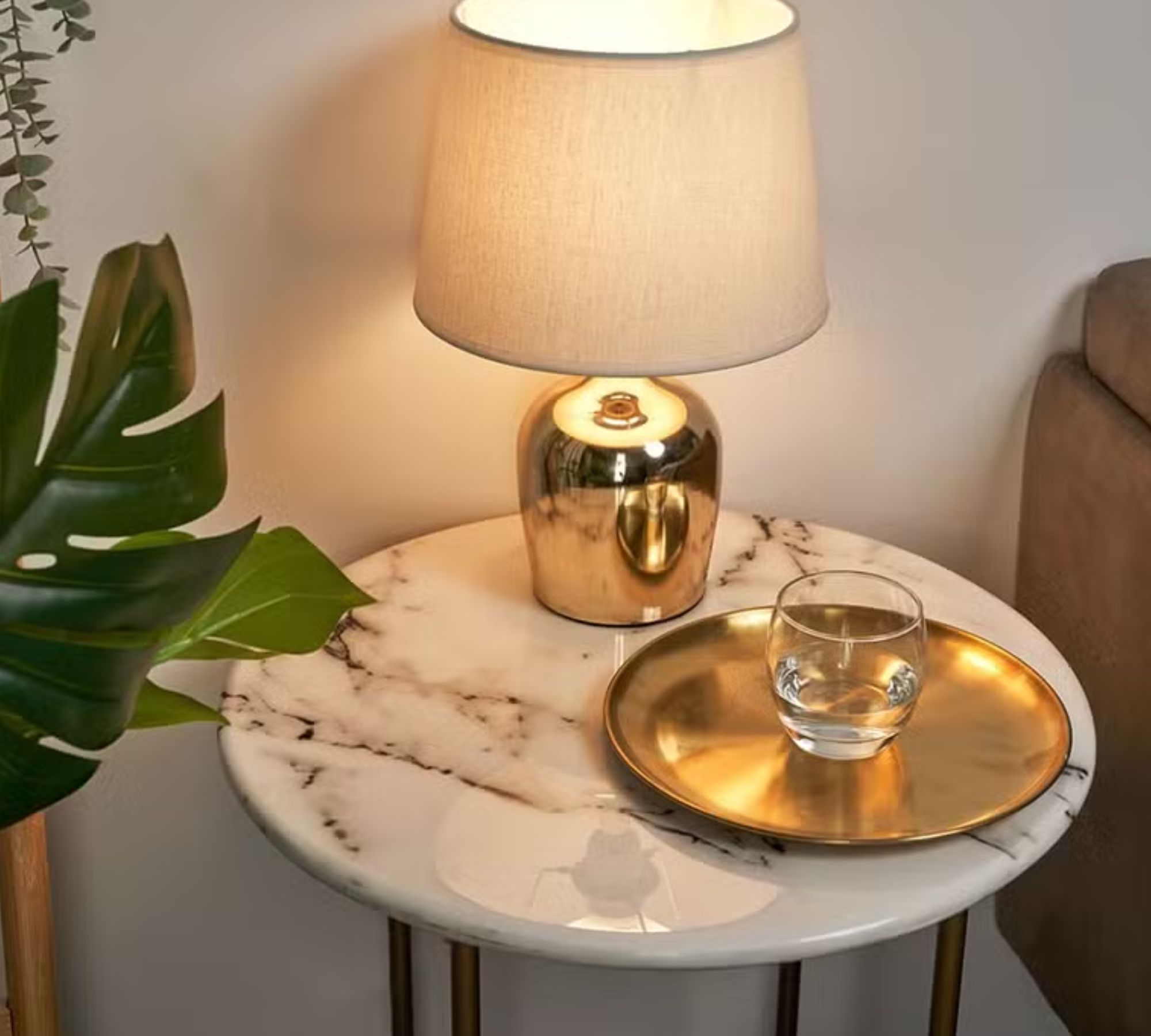 Table lamp 1-flame aluminum blended fabric