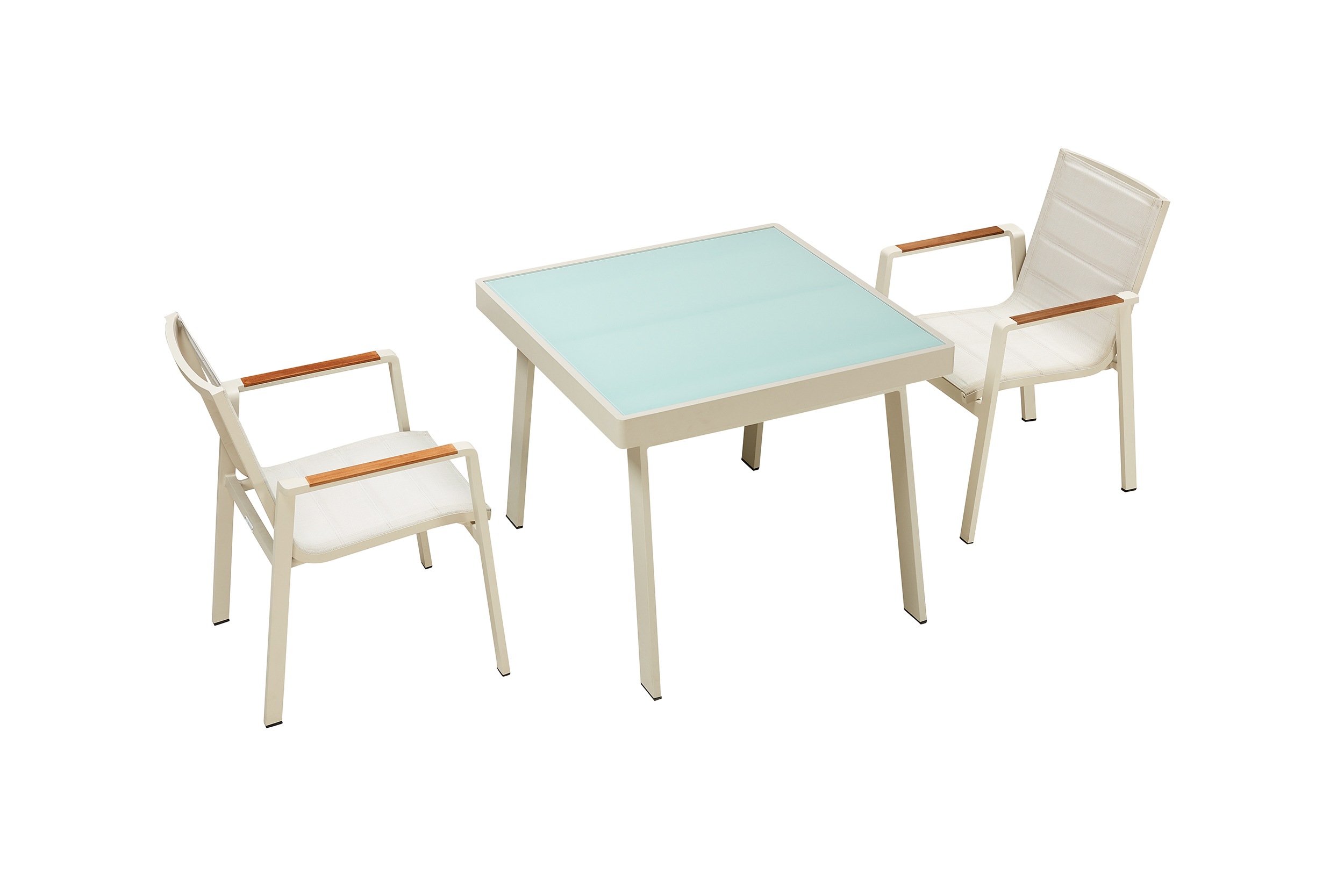 Nofi Garden table Metal Glass Cream