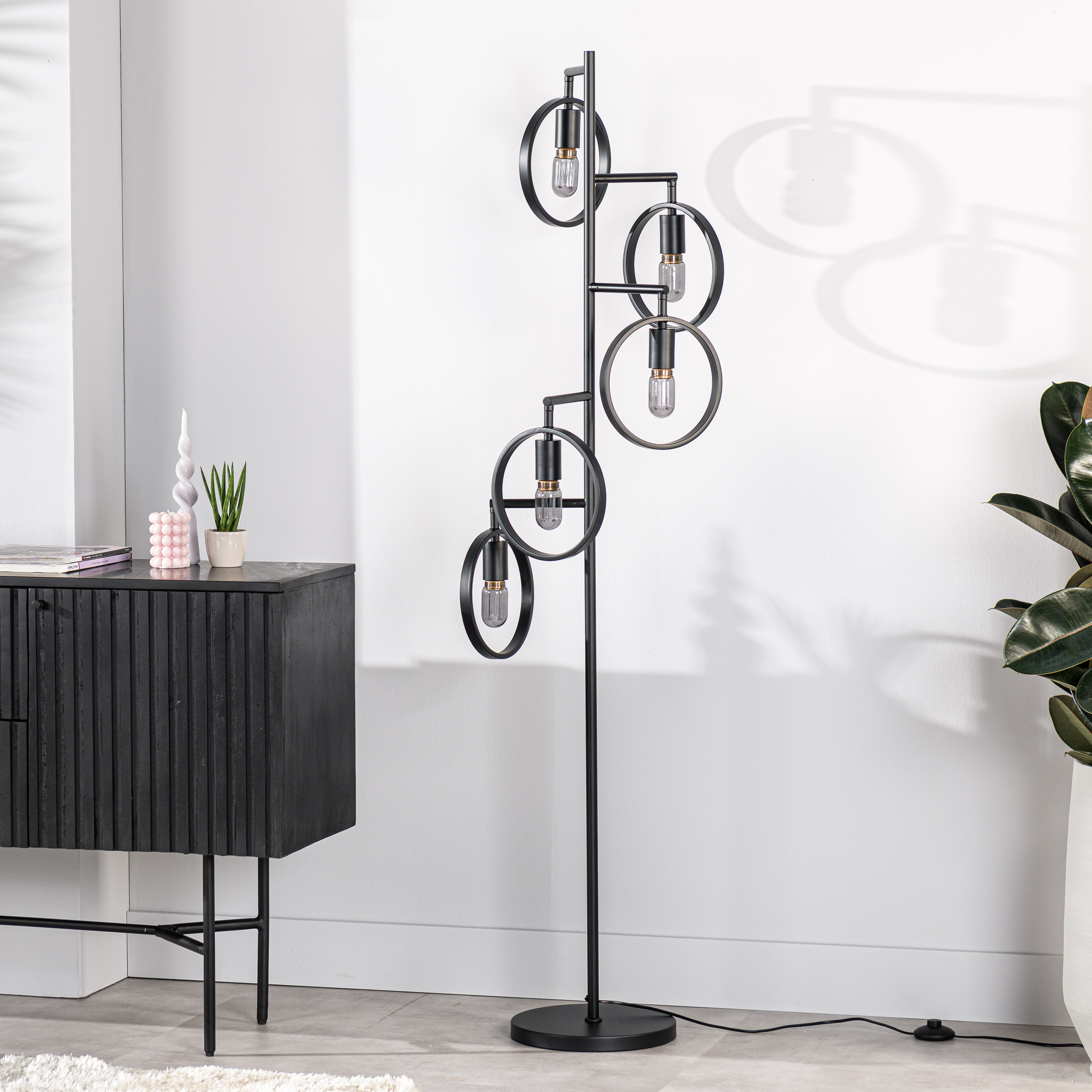Floor lamp 5-light metal black