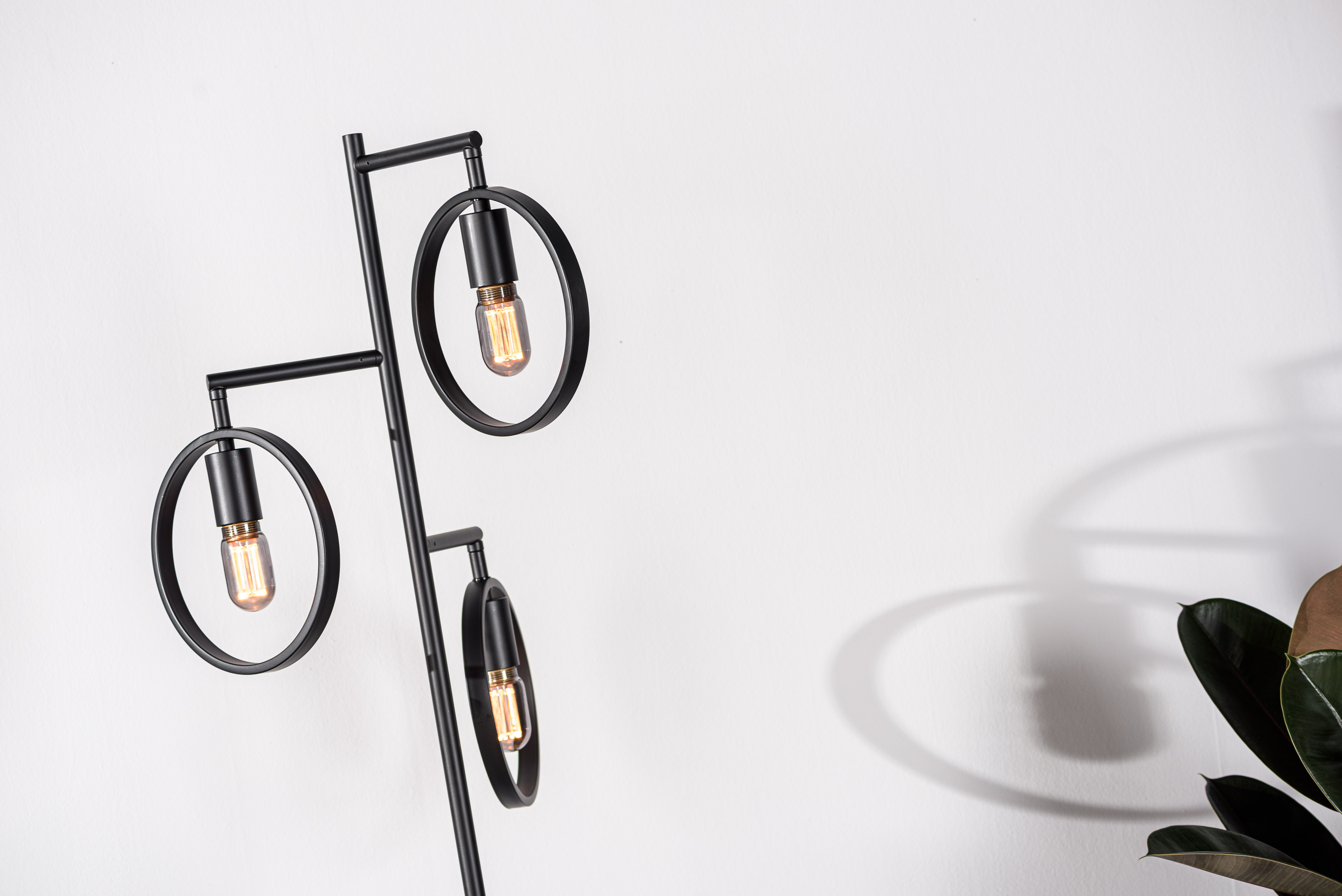 Floor Lamp 3-Light Metal Black