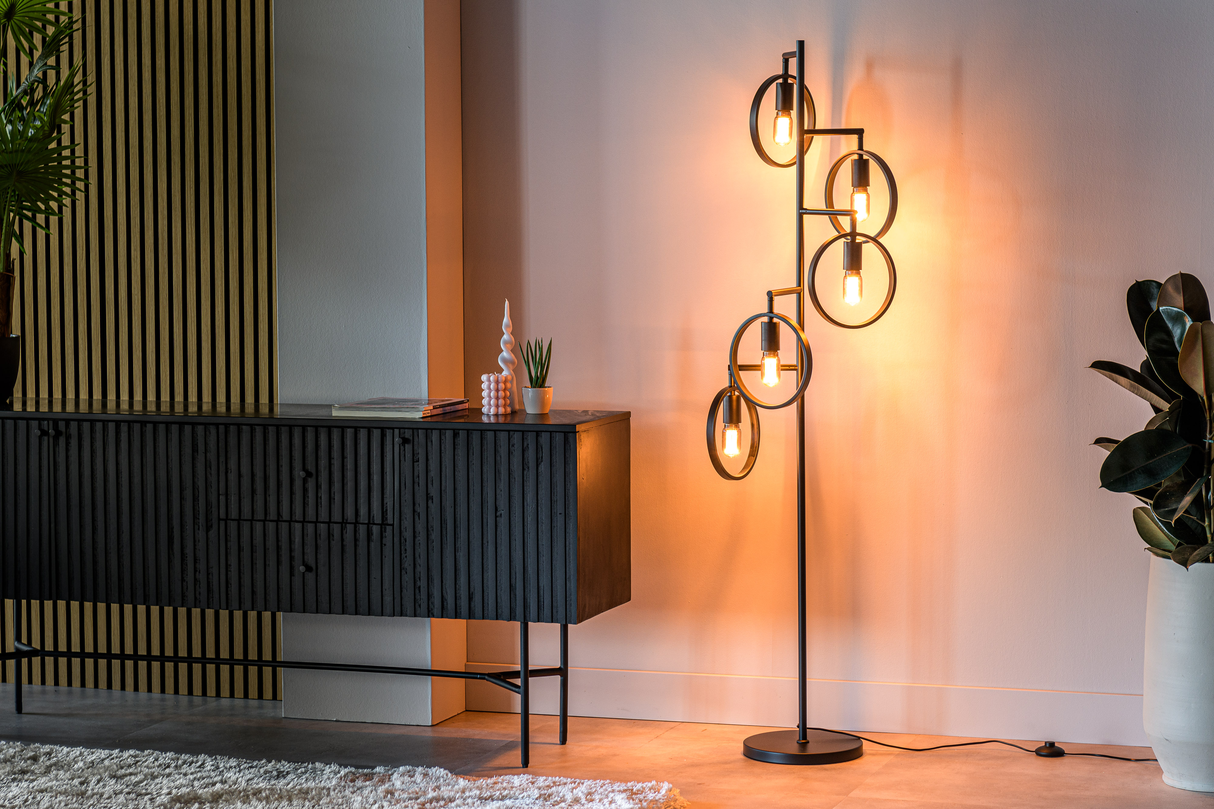 Floor lamp 5-light metal black