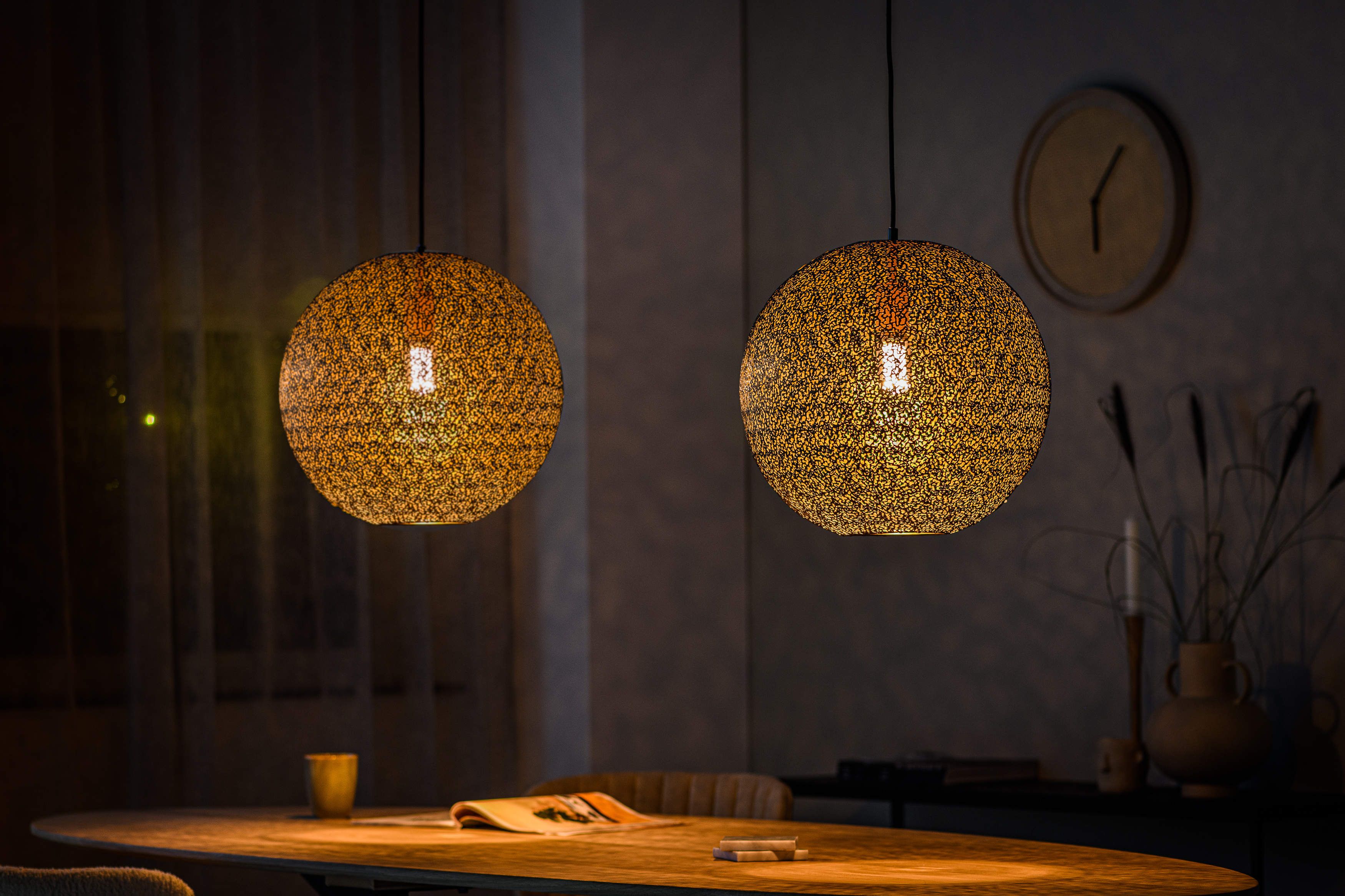Pendant lamp 2-light metal black
