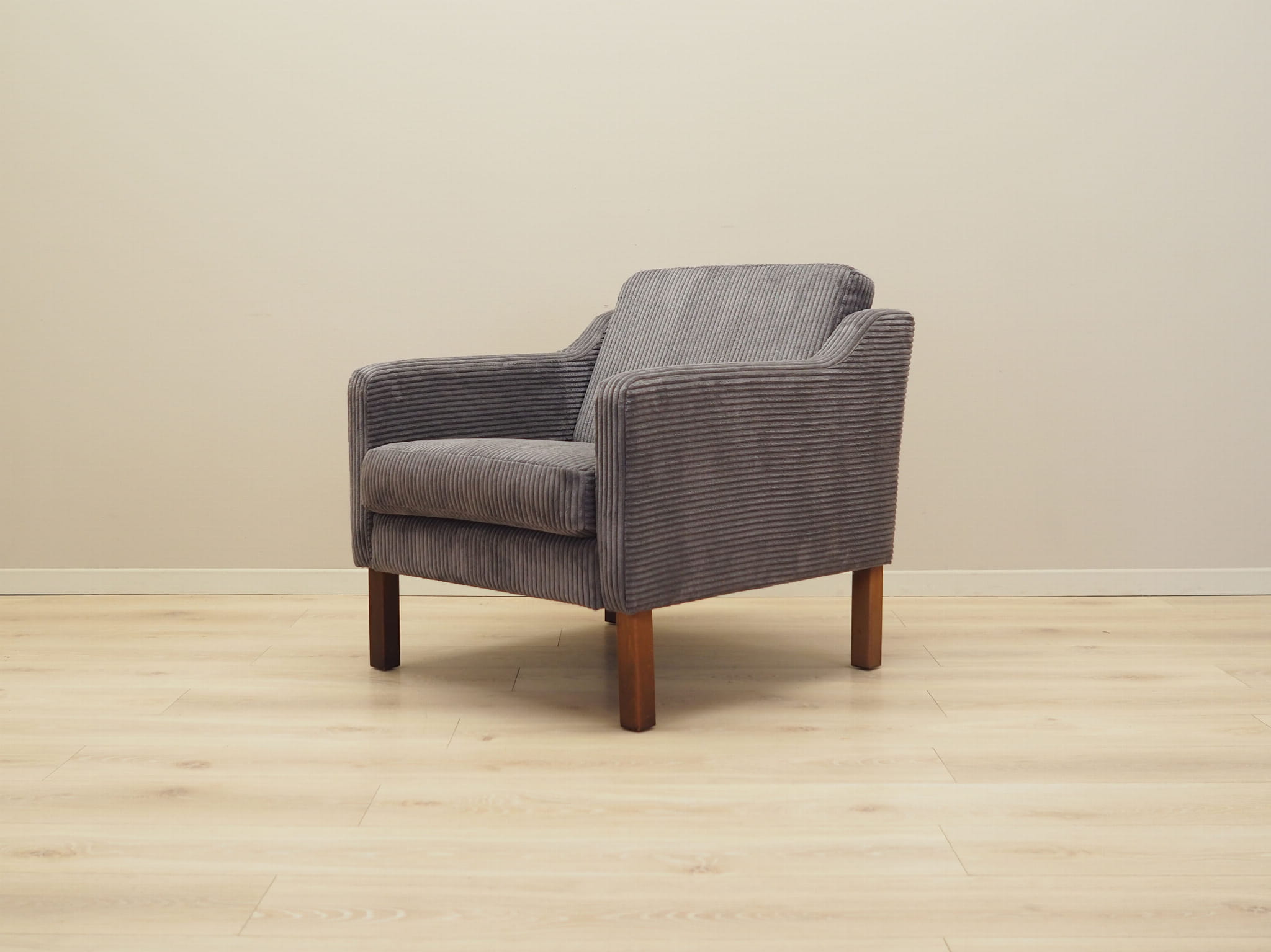 Vintage armchair beech wood velvet grey 1970s