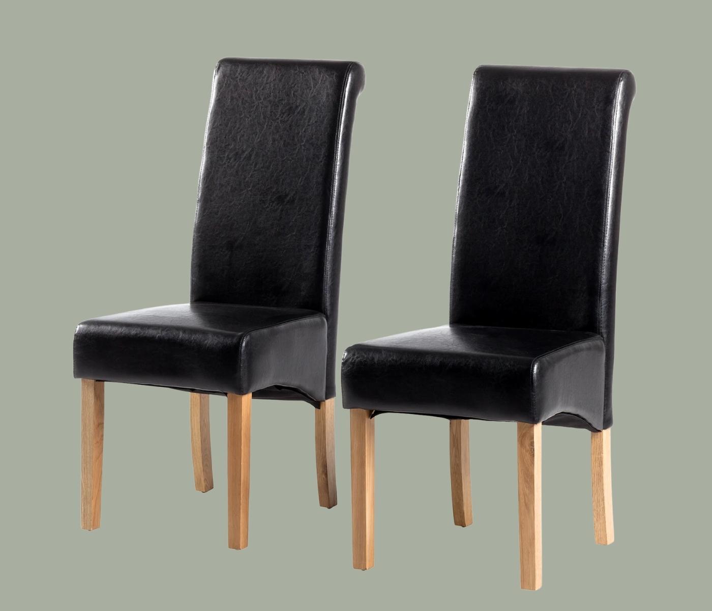 Upholstered chair Nello II (set of 2) Faux leather Black
