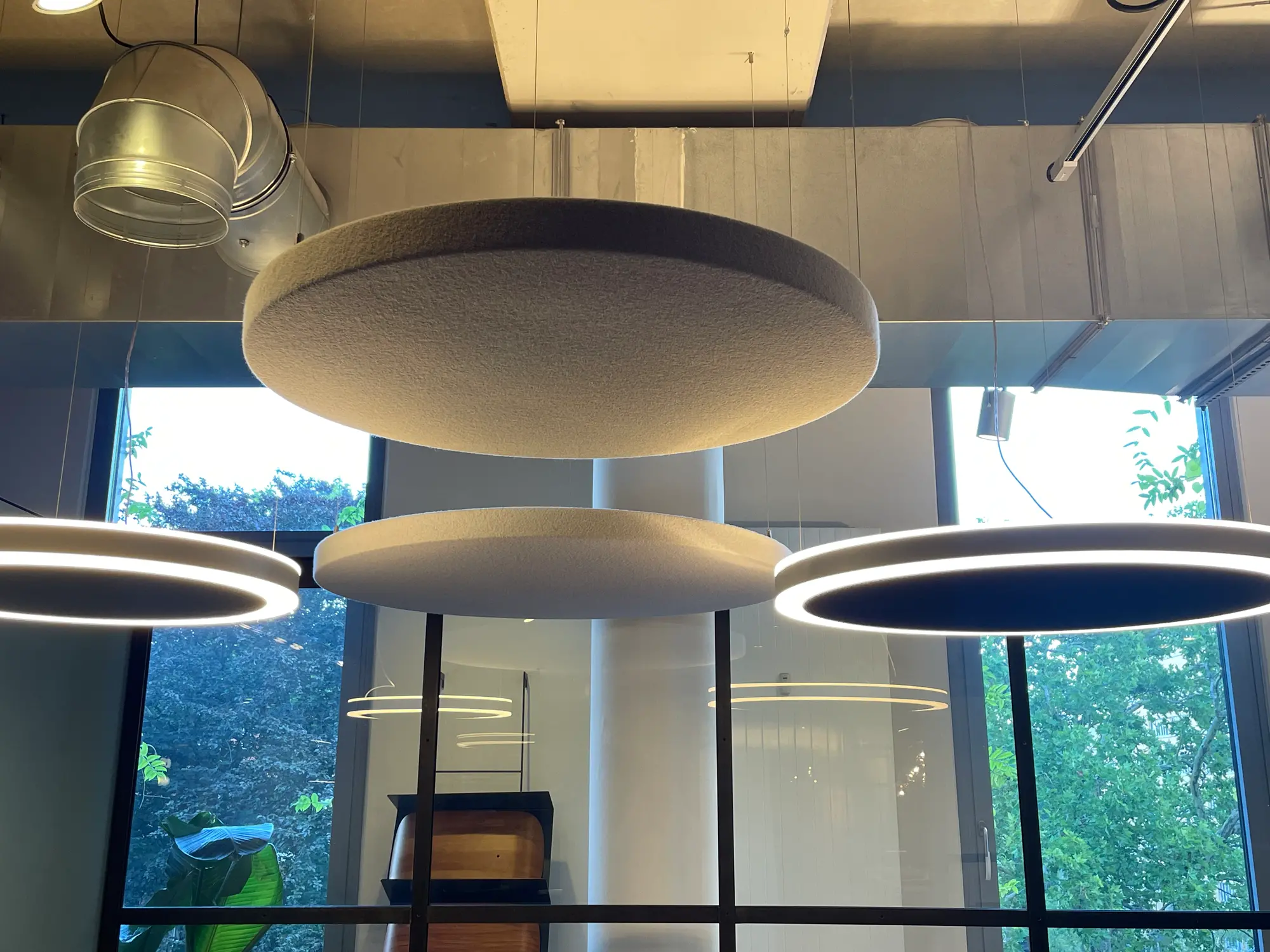 Pendant light set fabric wire beige
