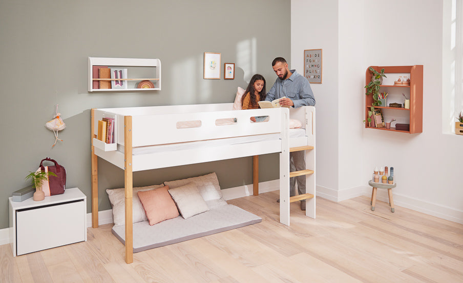 Dots 3 in 1 Kinderbank & Aufbewahrungsbox Holz Weiß