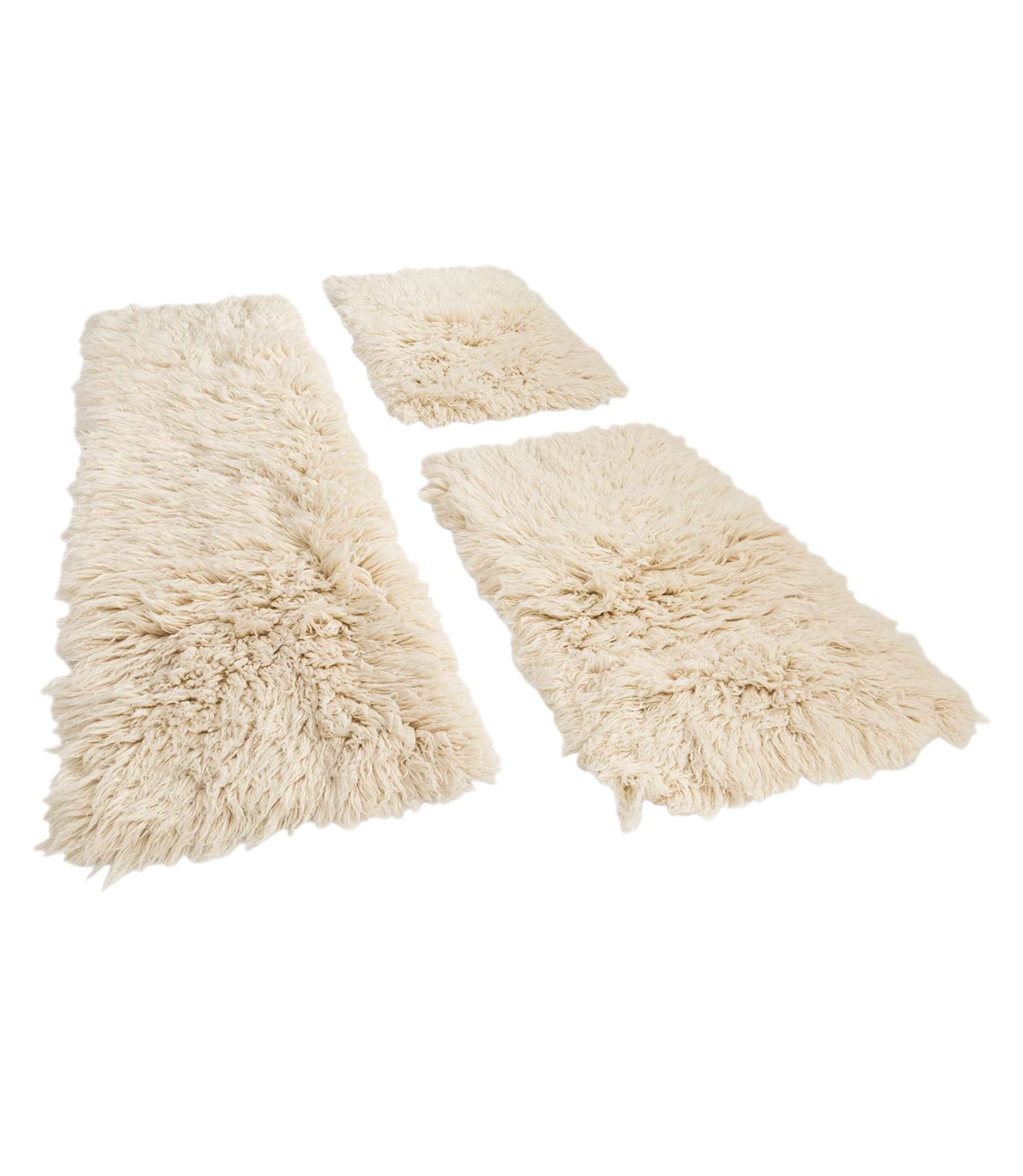 3-Tlg. Teppich Set Schurwolle Beige