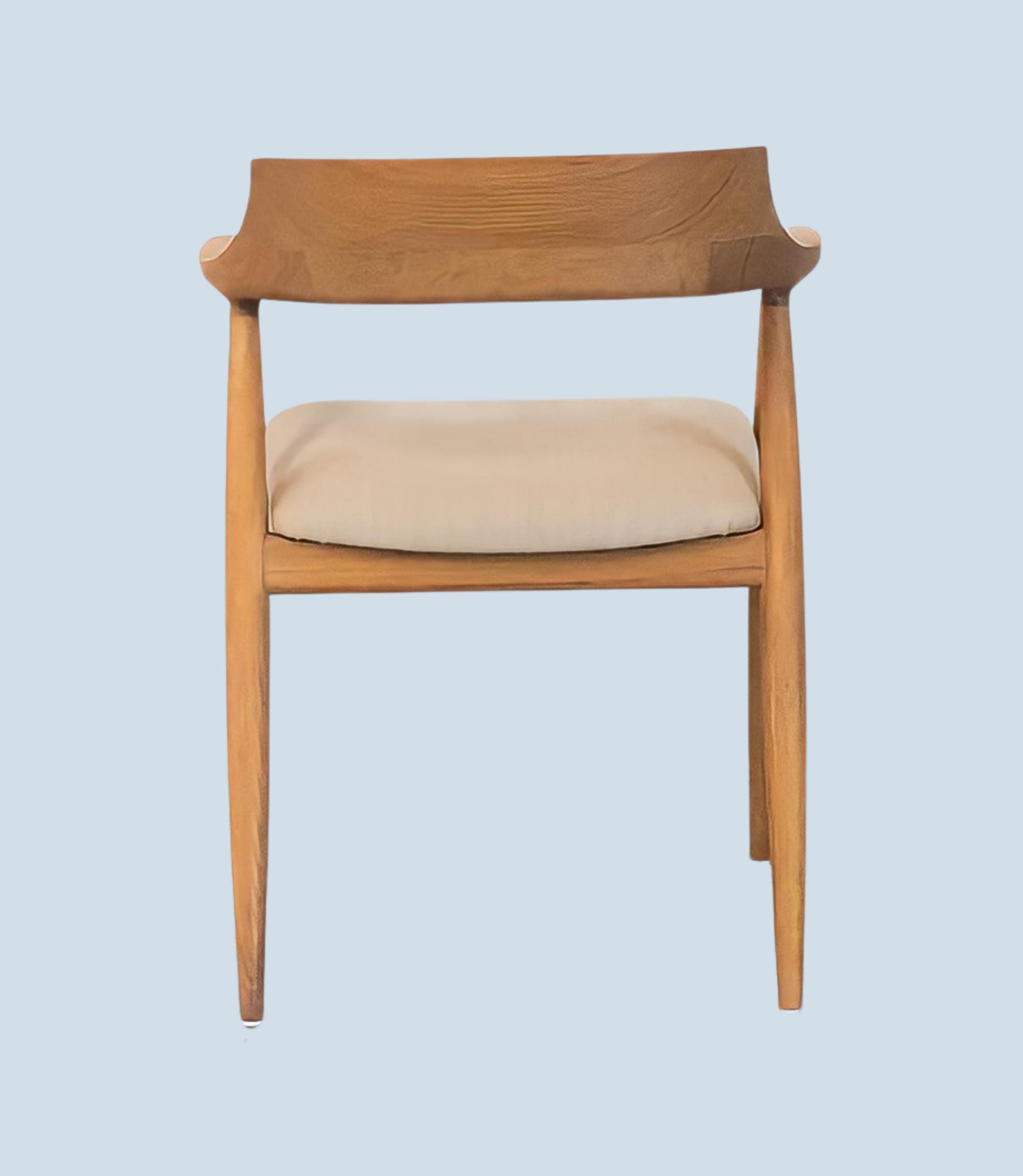 Armlehnstuhl aus Teakholz mit Bio-Baumwollbezug