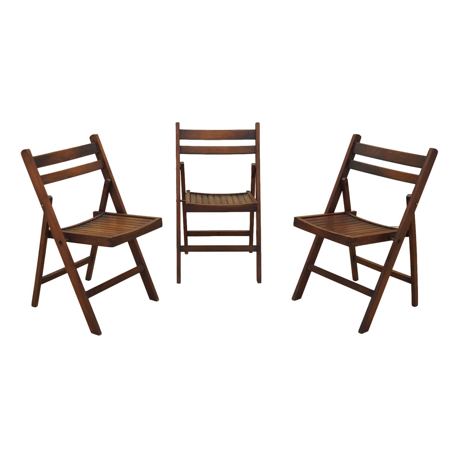 3x Chair Wood Brown 1990s