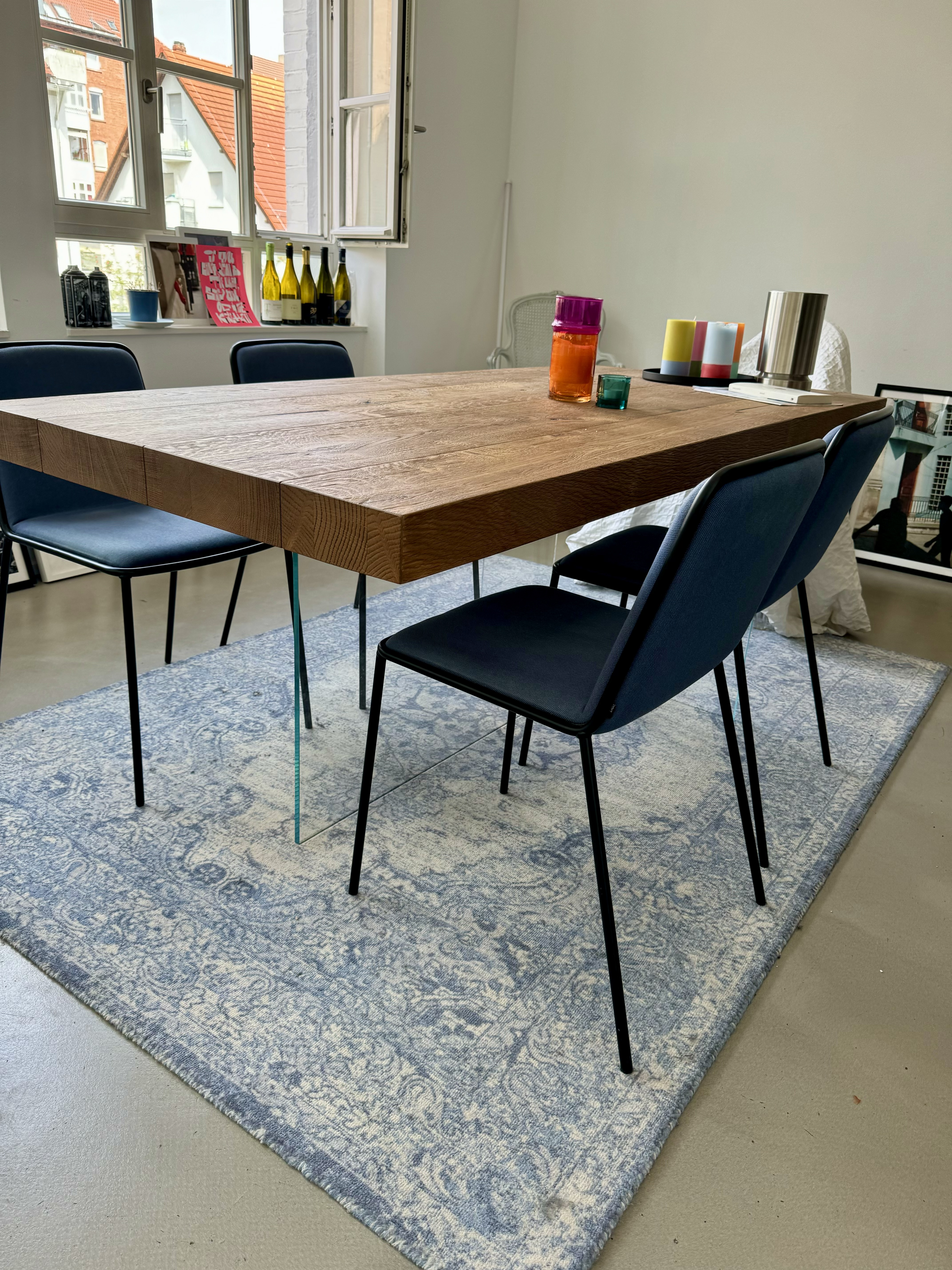 4x Lago Pletra Designer Chair Textile Metal Blue