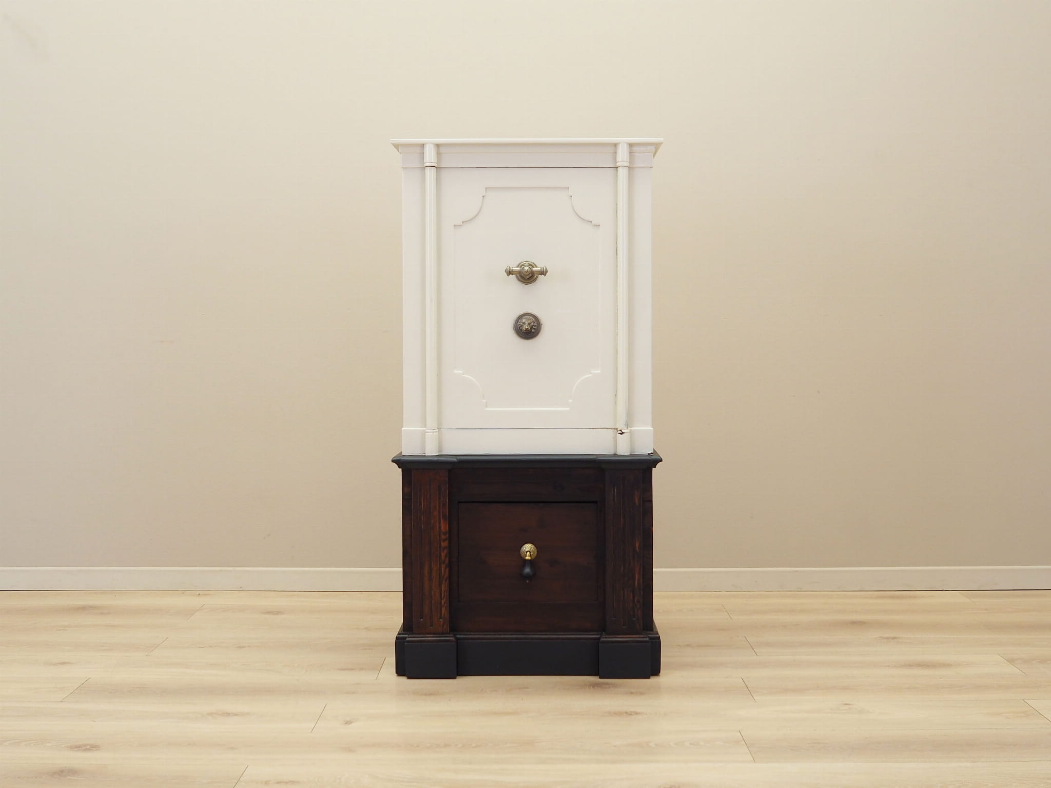 Vintage safe steel wood cream 1950s