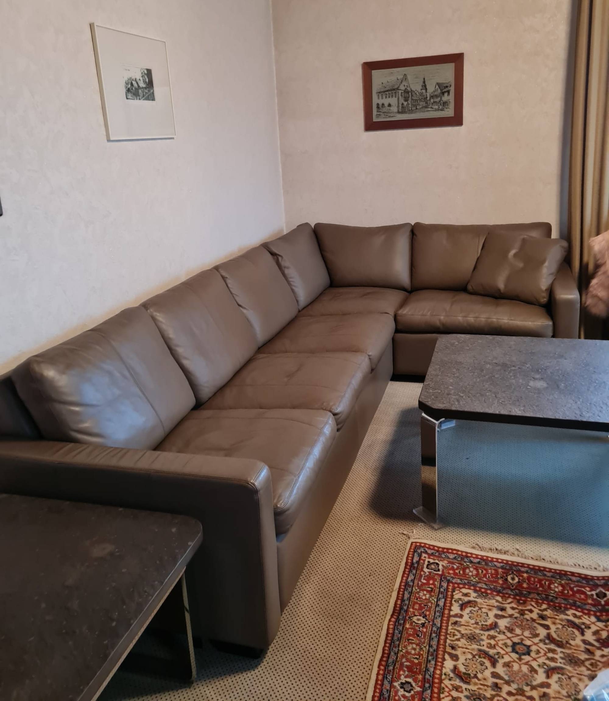 Cor Conseta Set of corner sofa and armchair Leather Brown