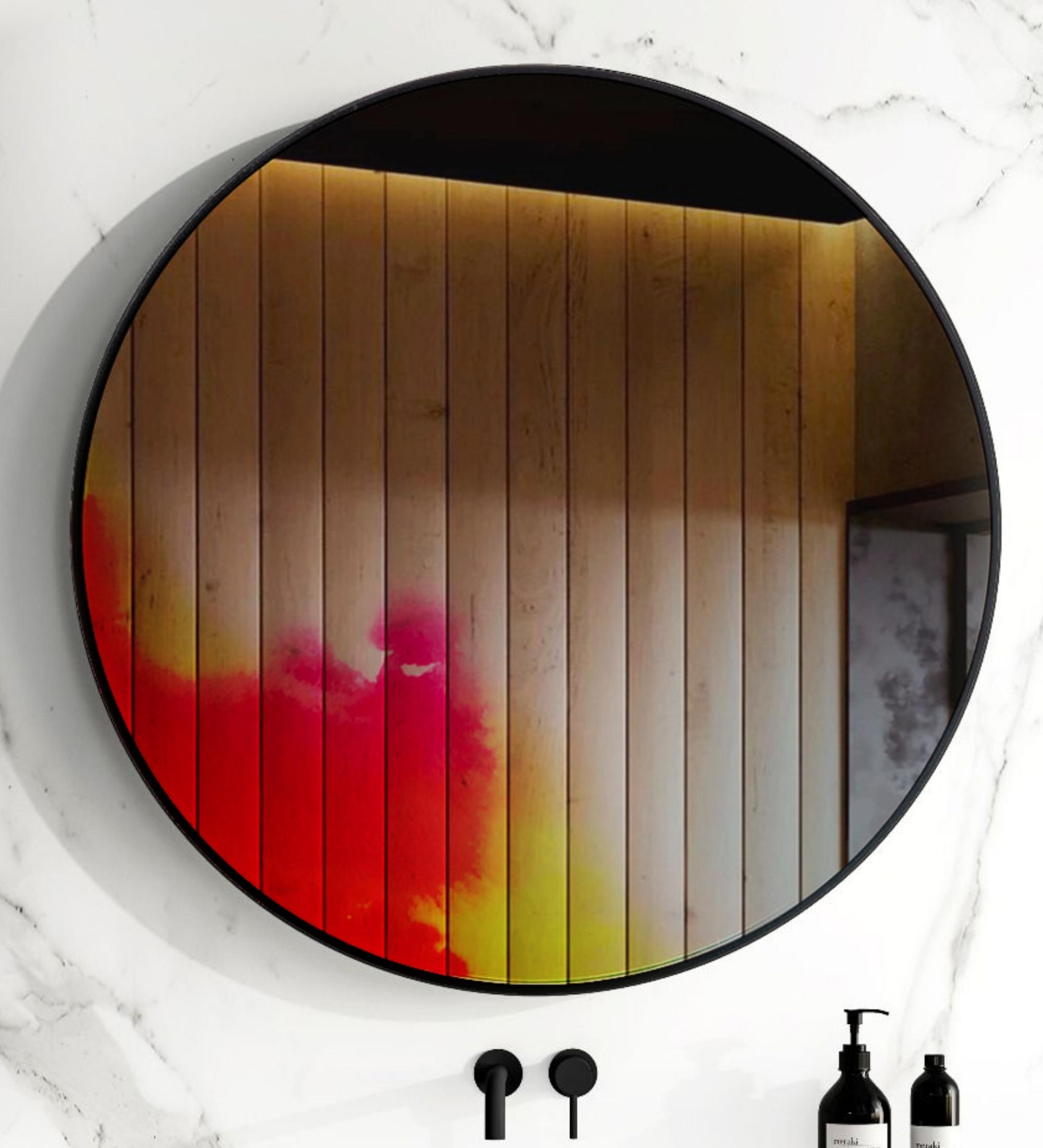 Francis Wandspiegel Aluminium Small Rosa Gelb