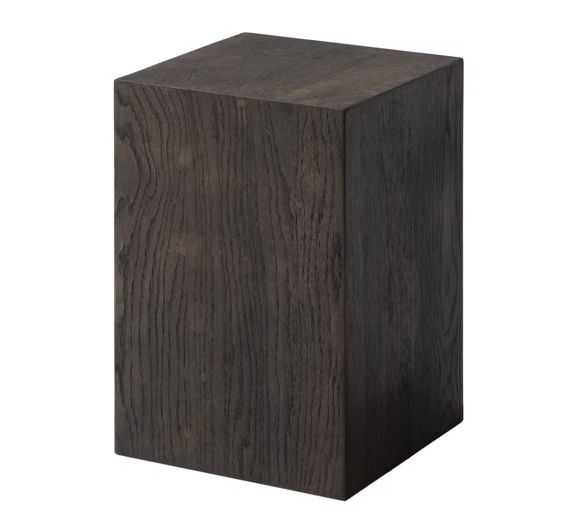 Side Table Real Wood Veneer Oak Black