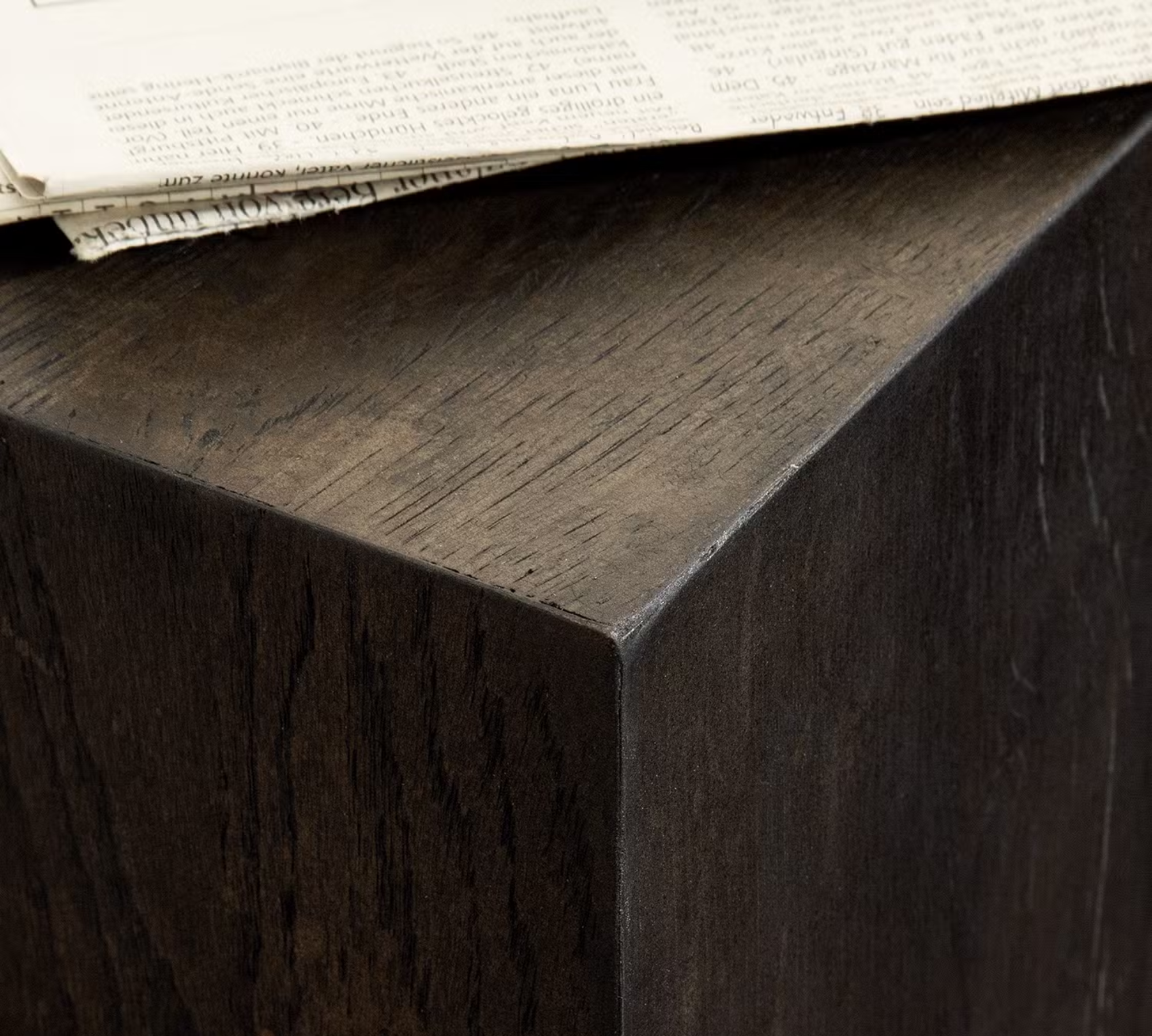 Side Table Real Wood Veneer Oak Black