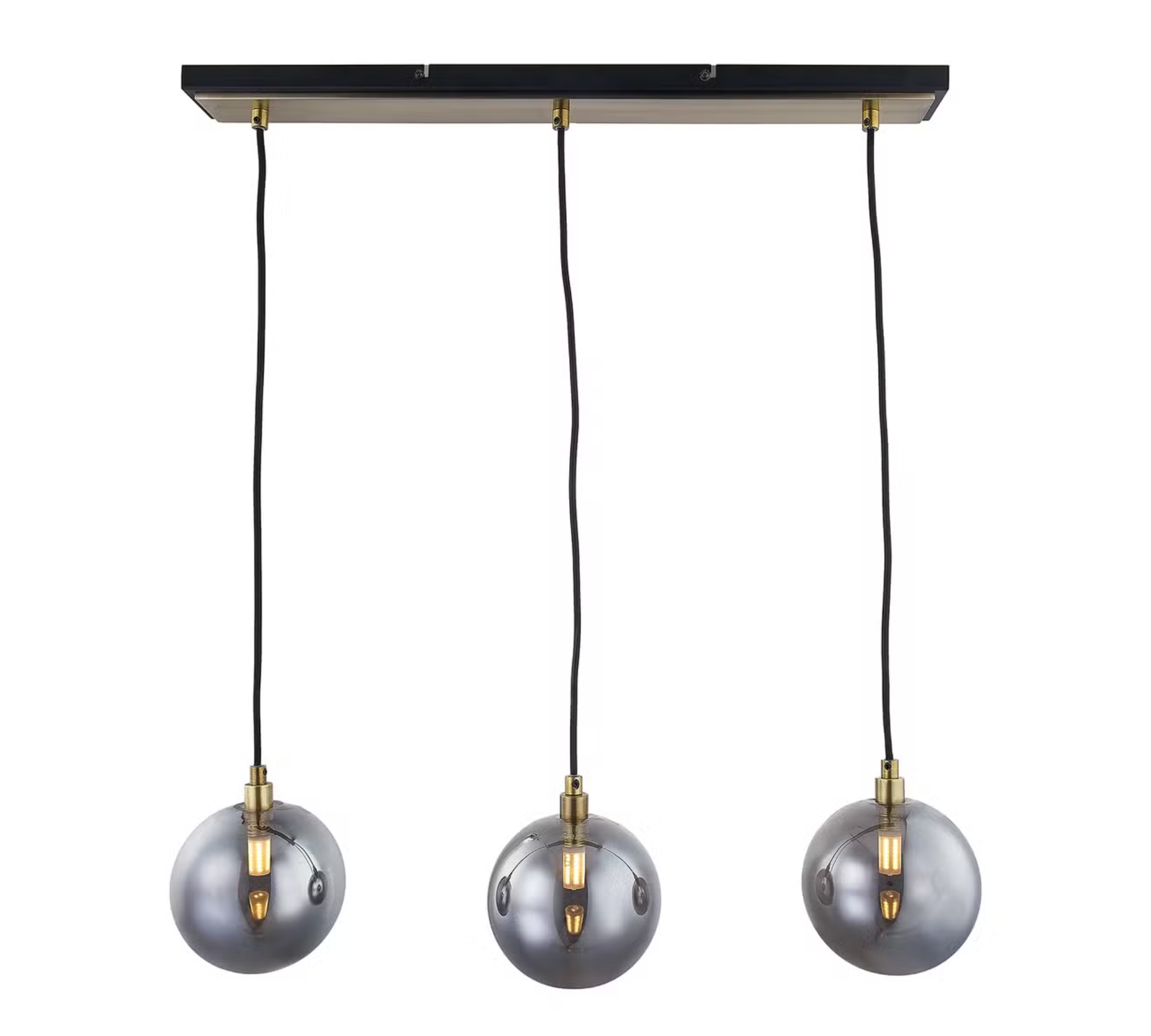Pendant lamp 3-light smoky glass iron