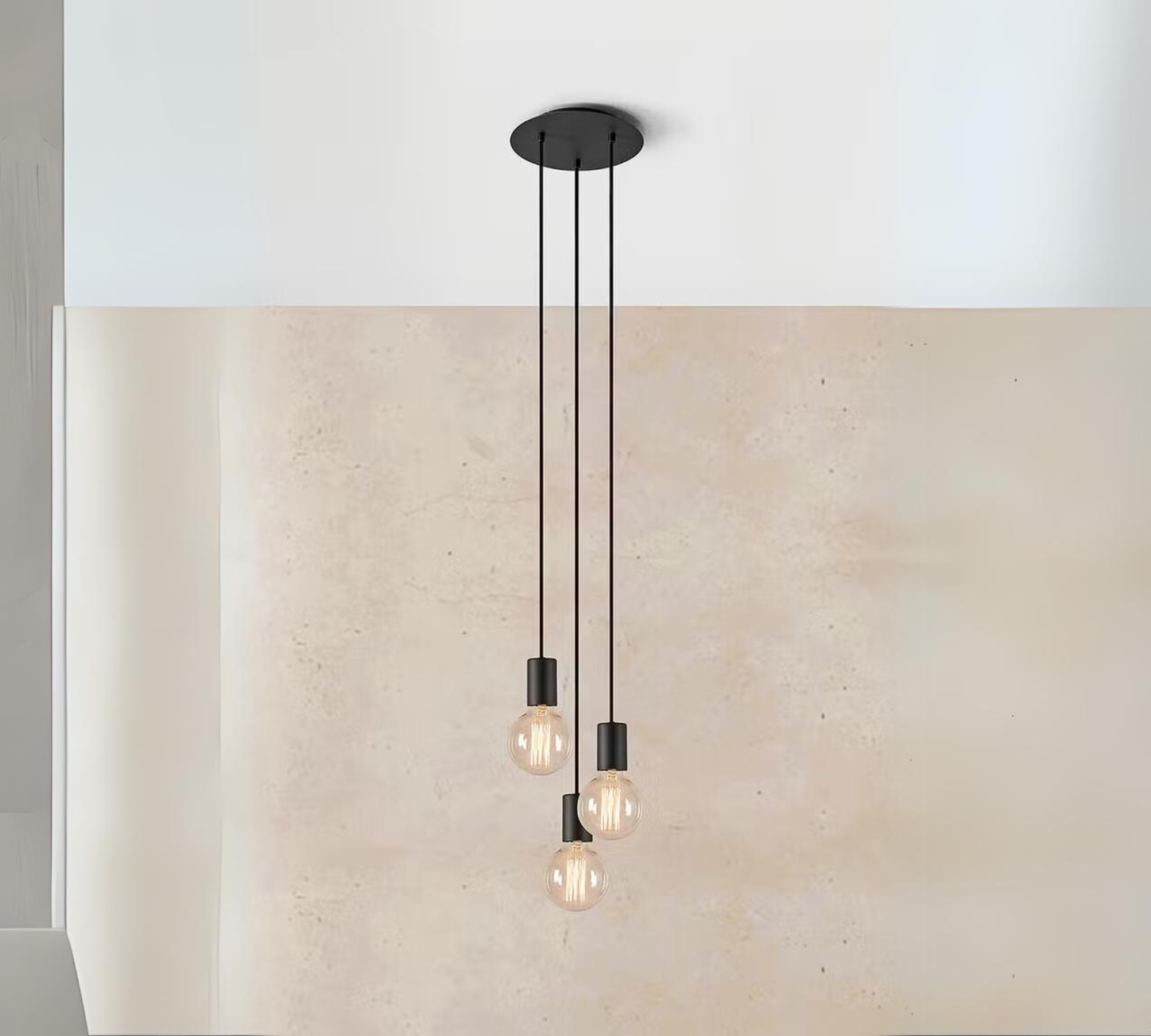 Pendant lamp 3-light iron black