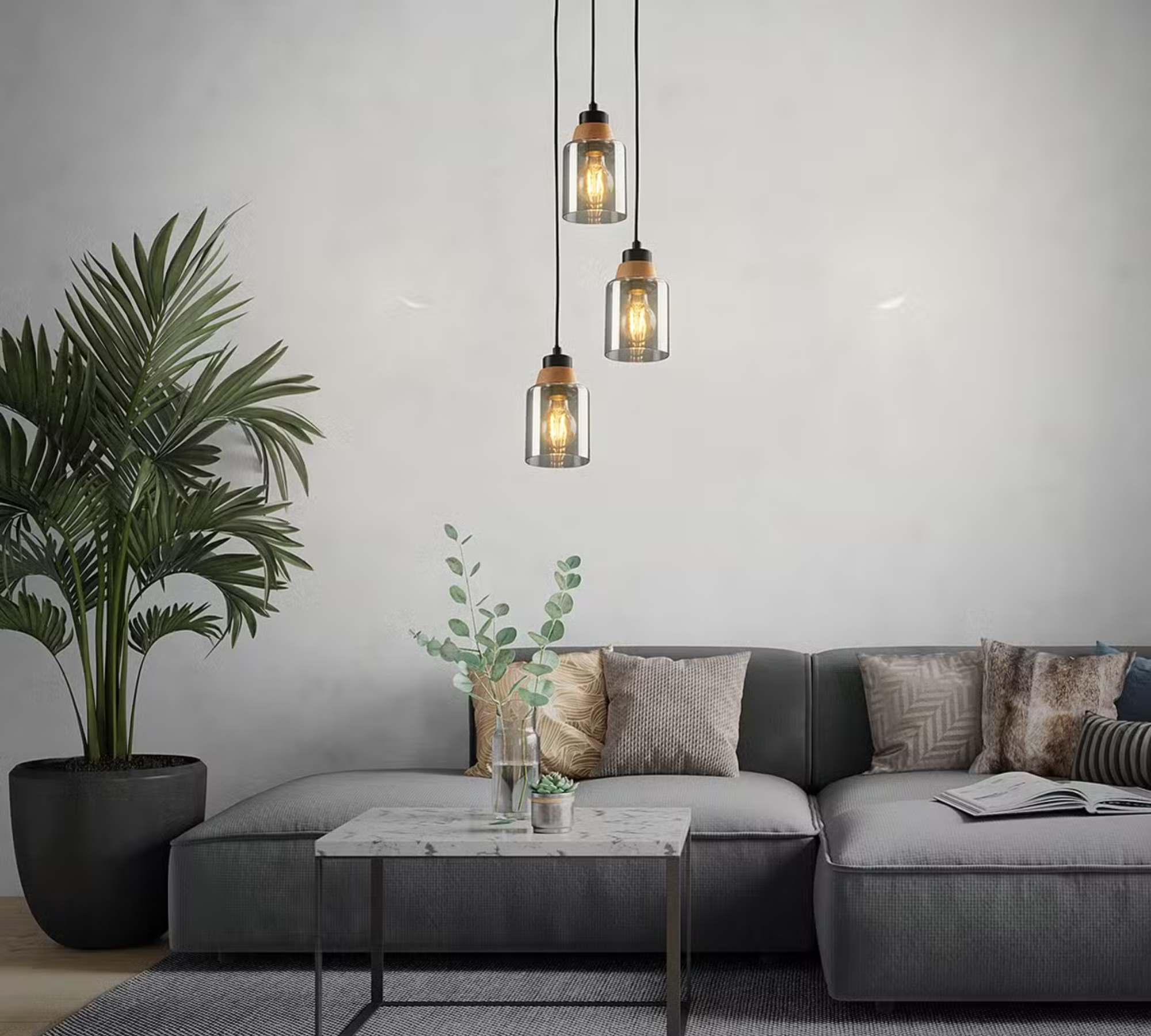 Barbito Pendant Lamp Aluminum Oak Black