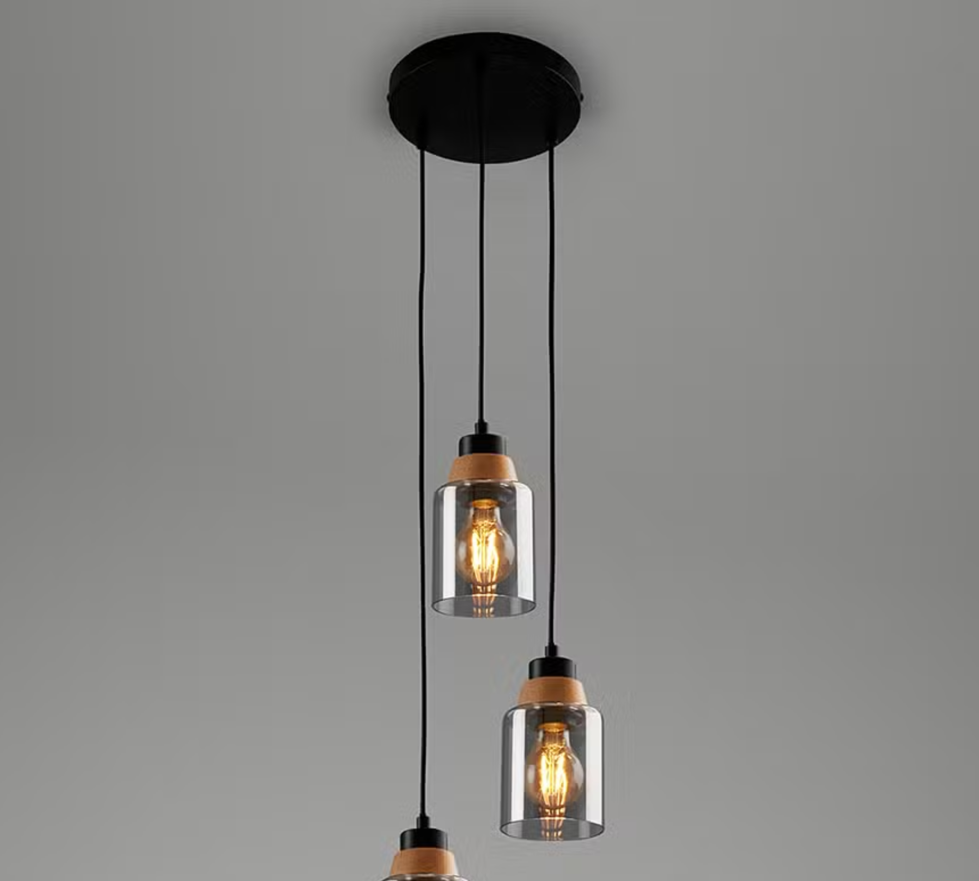 Barbito Pendant Lamp Aluminum Oak Black