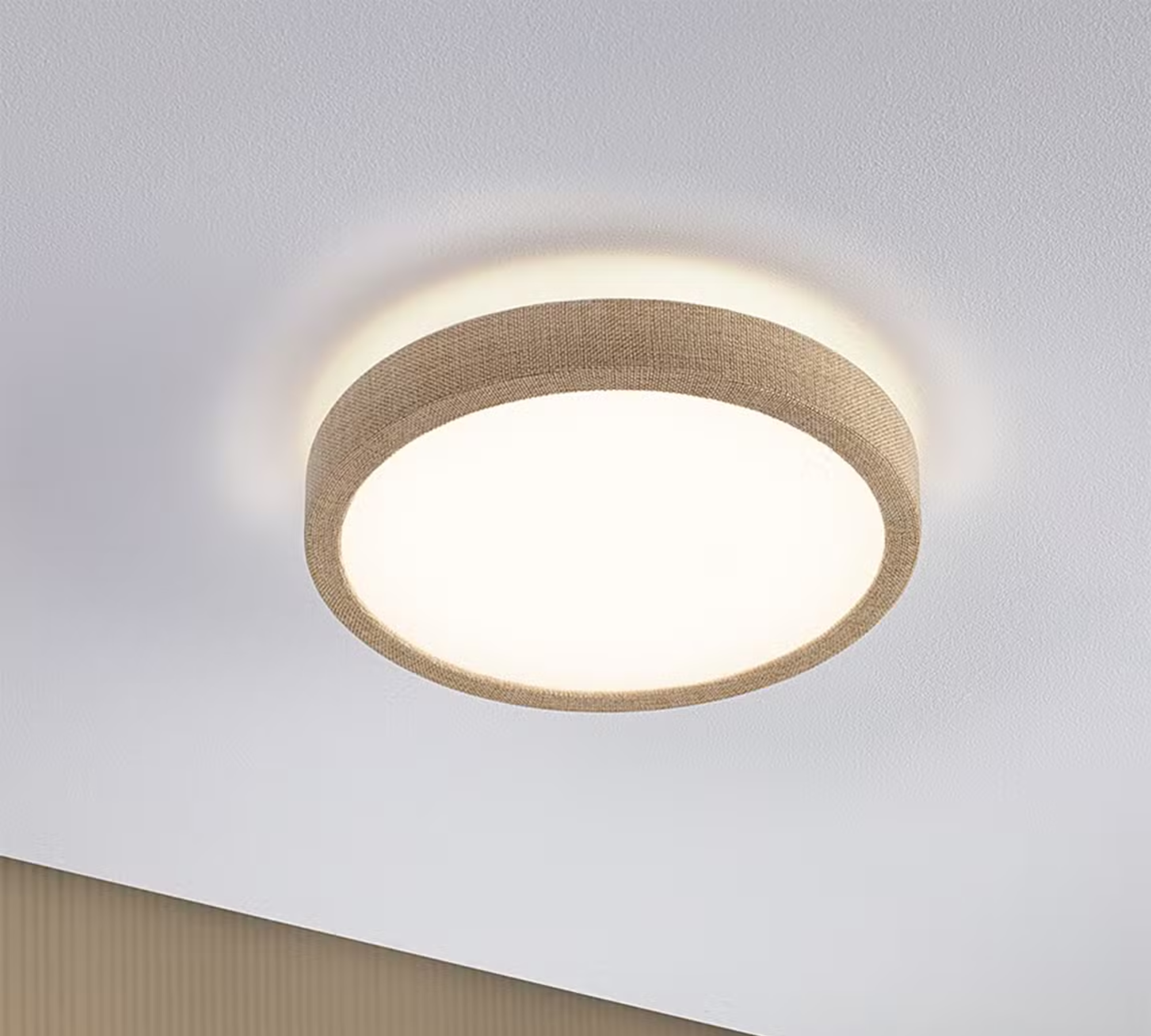 LED ceiling light Plastic Textile Beige