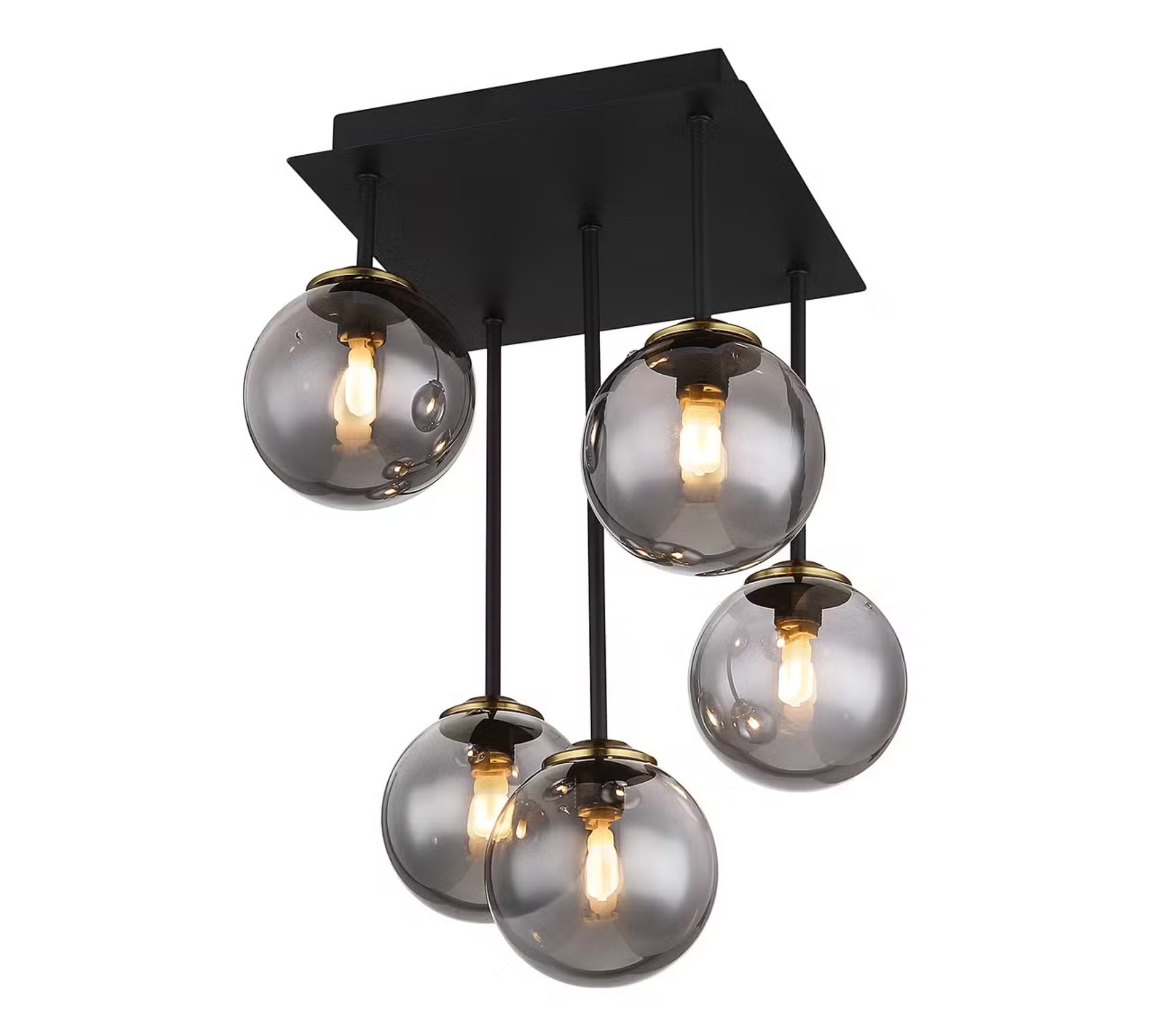 Ceiling light 5-flame colored glass brass