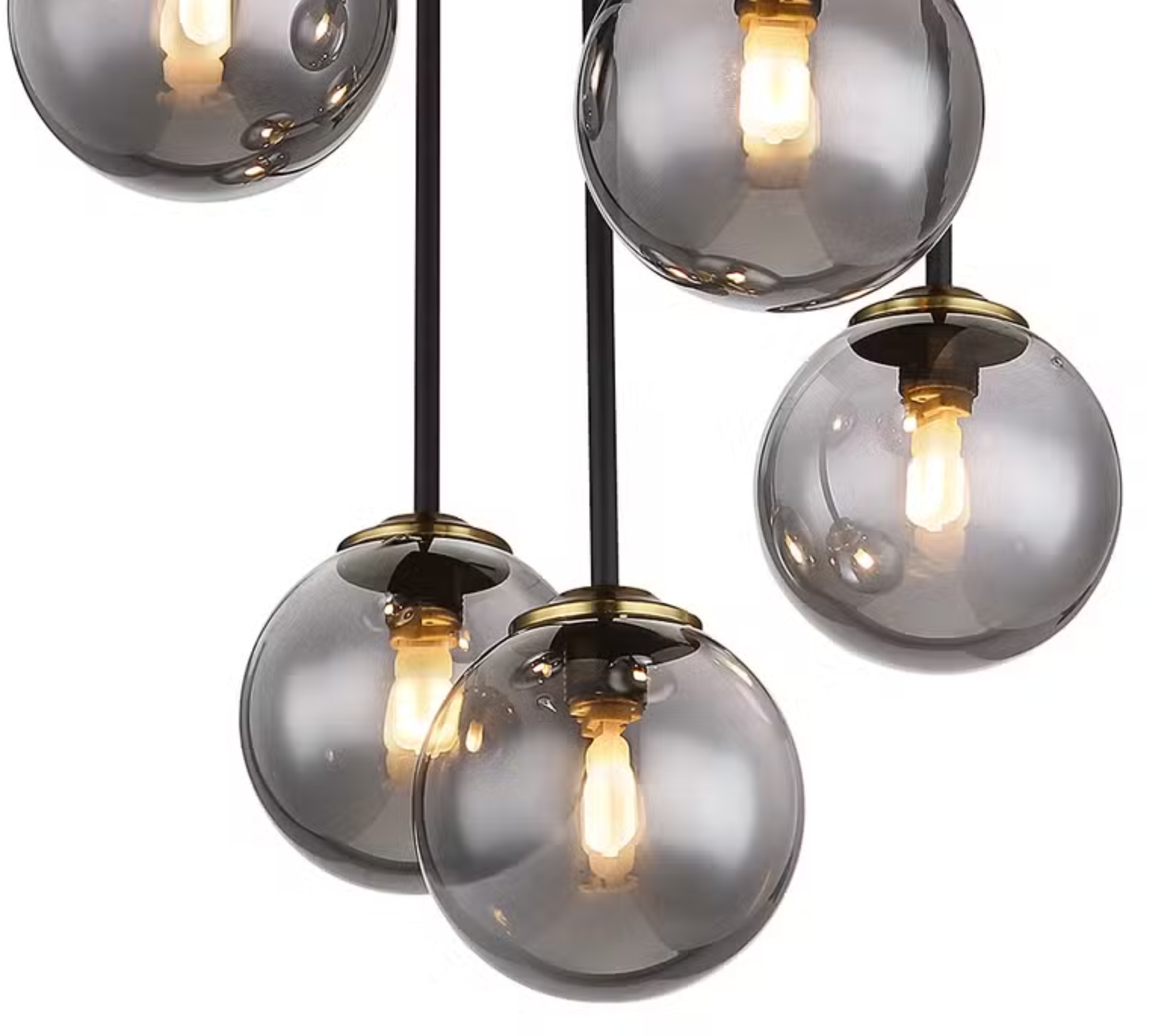 Ceiling light 5-flame colored glass brass
