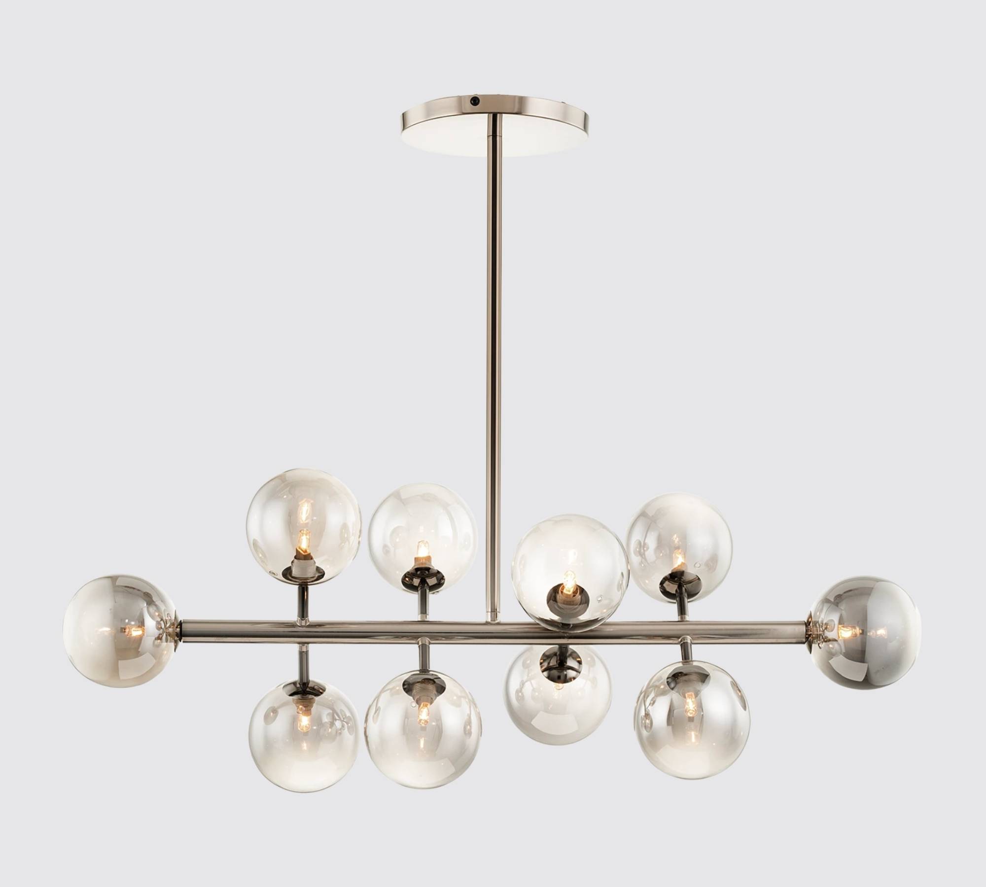 10-Flammige LED-Pendelleuchte Rauchglas