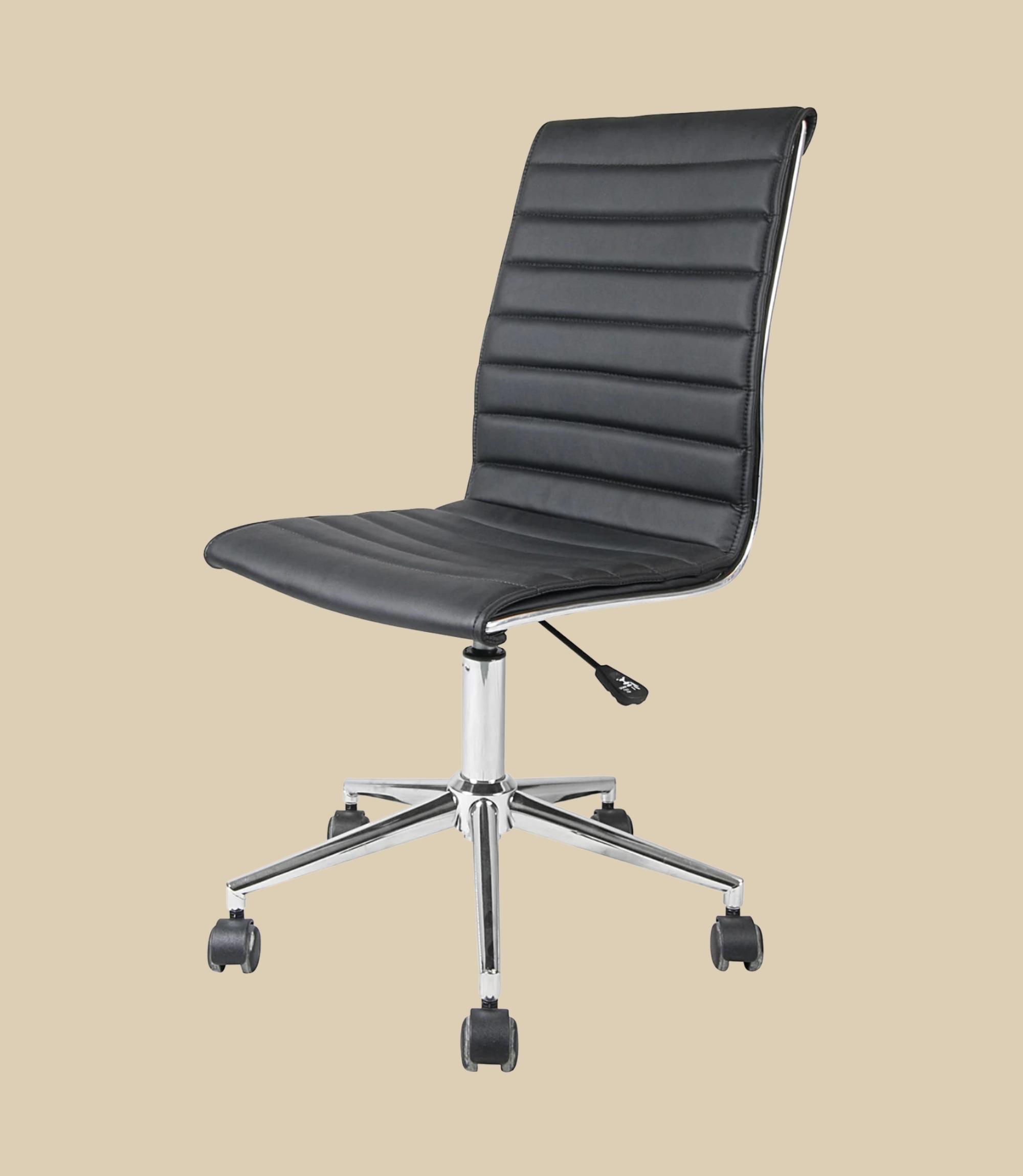 Office swivel chair made of faux leather in black
