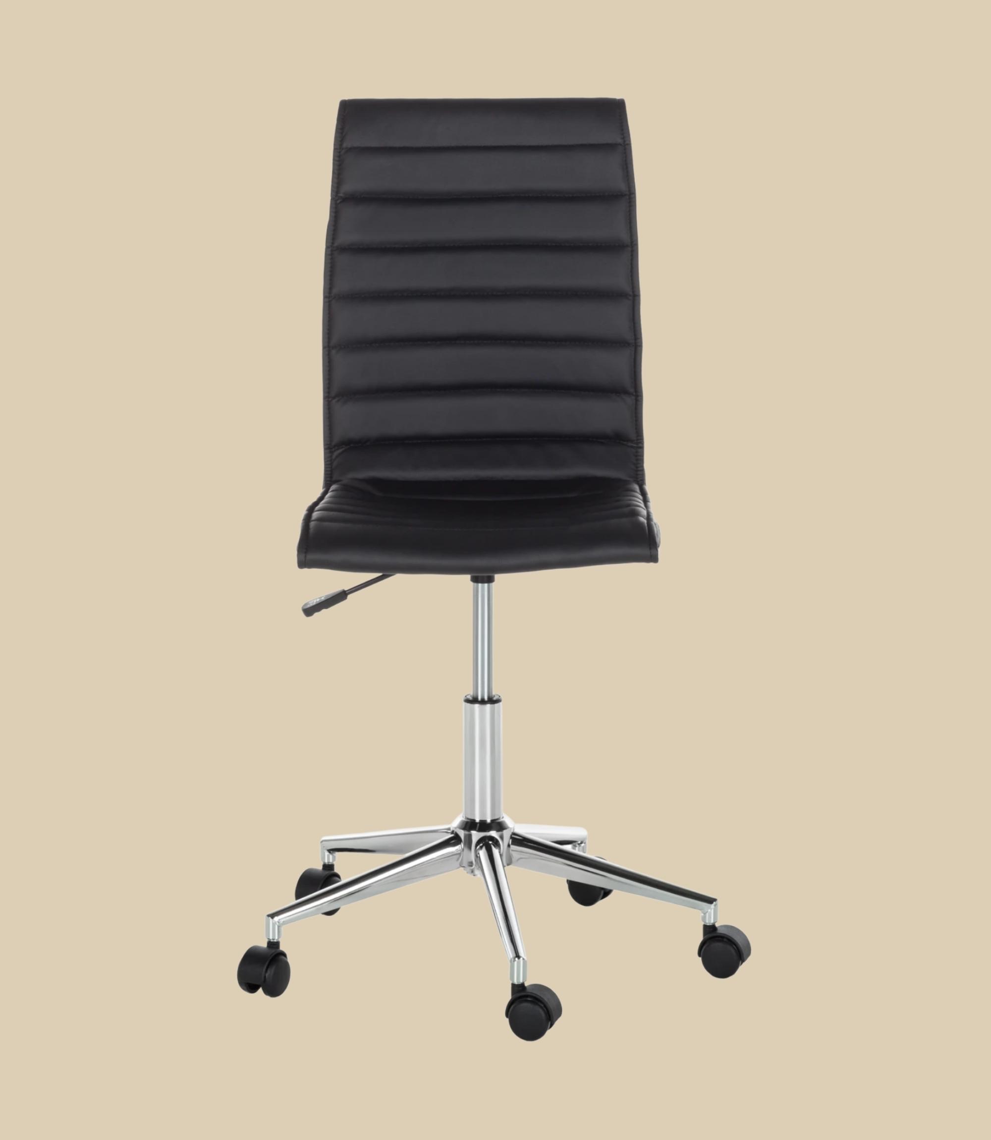 Office swivel chair made of faux leather in black