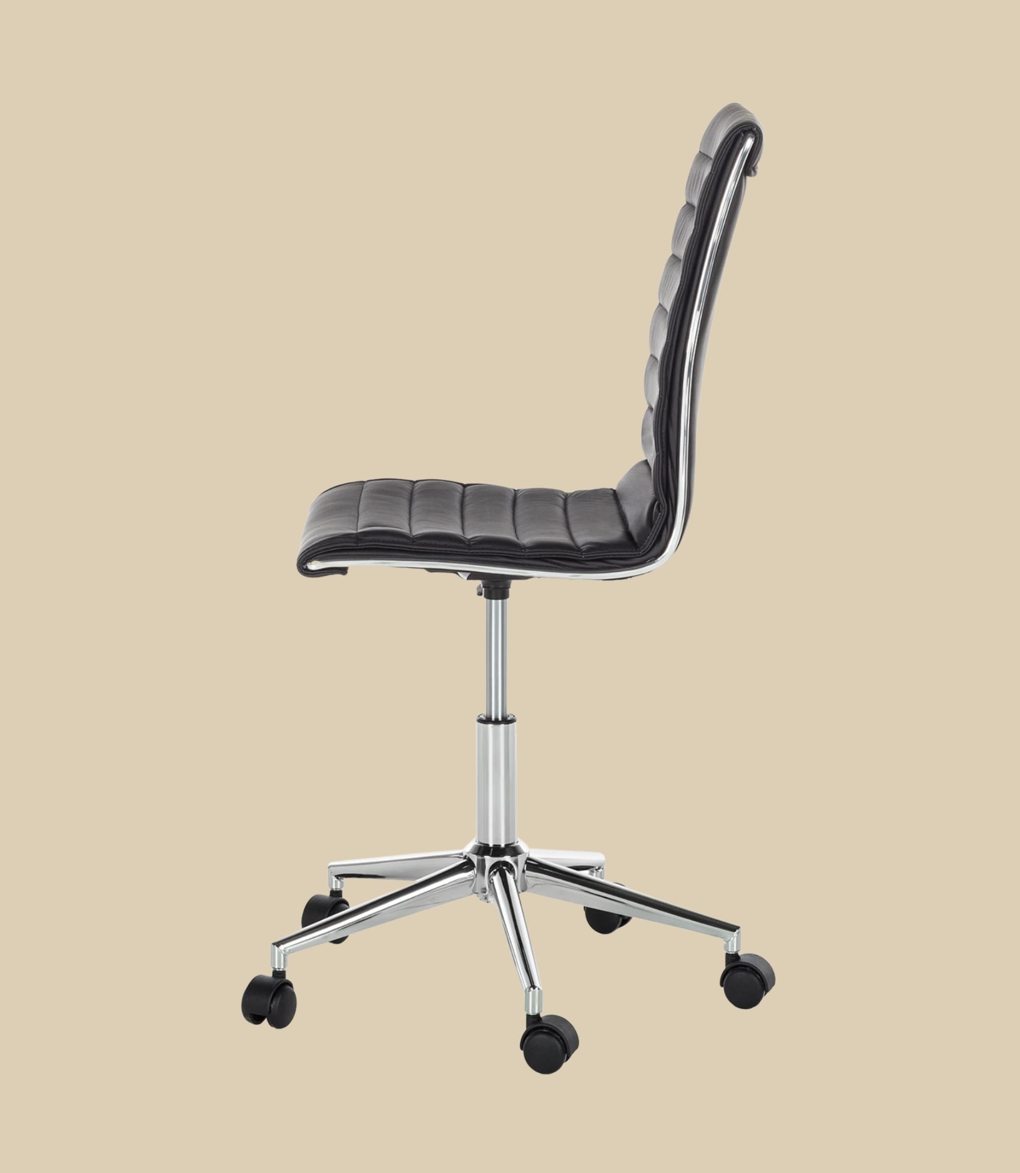 Office swivel chair made of faux leather in black