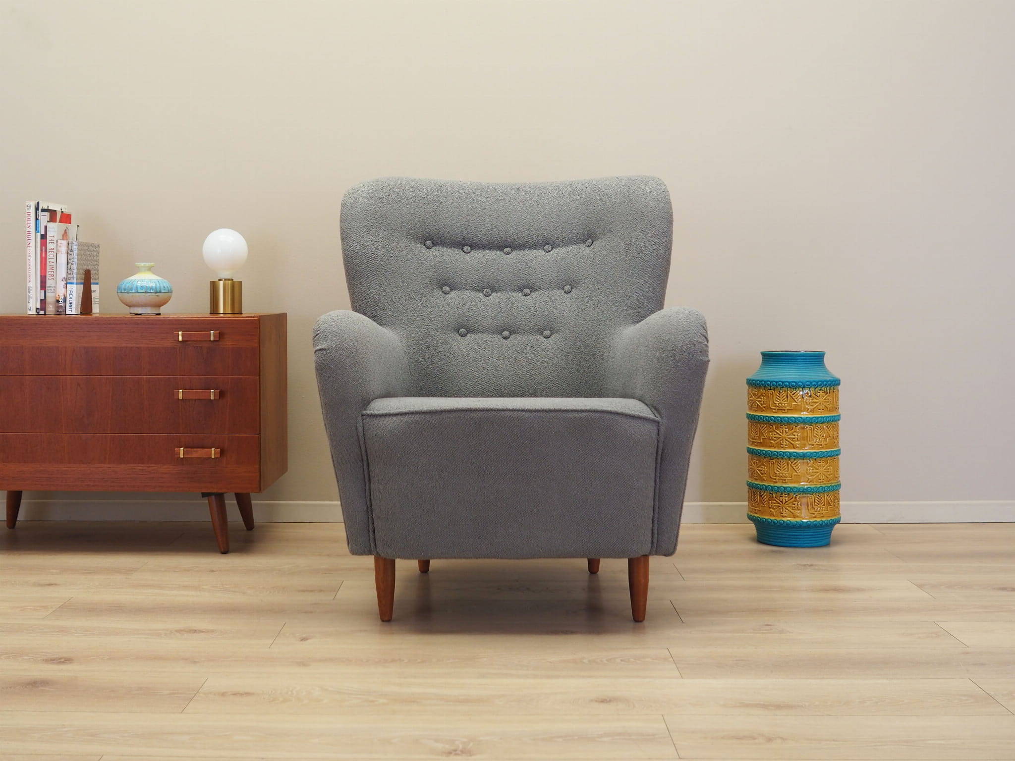 Armchair Textile Wood Grey