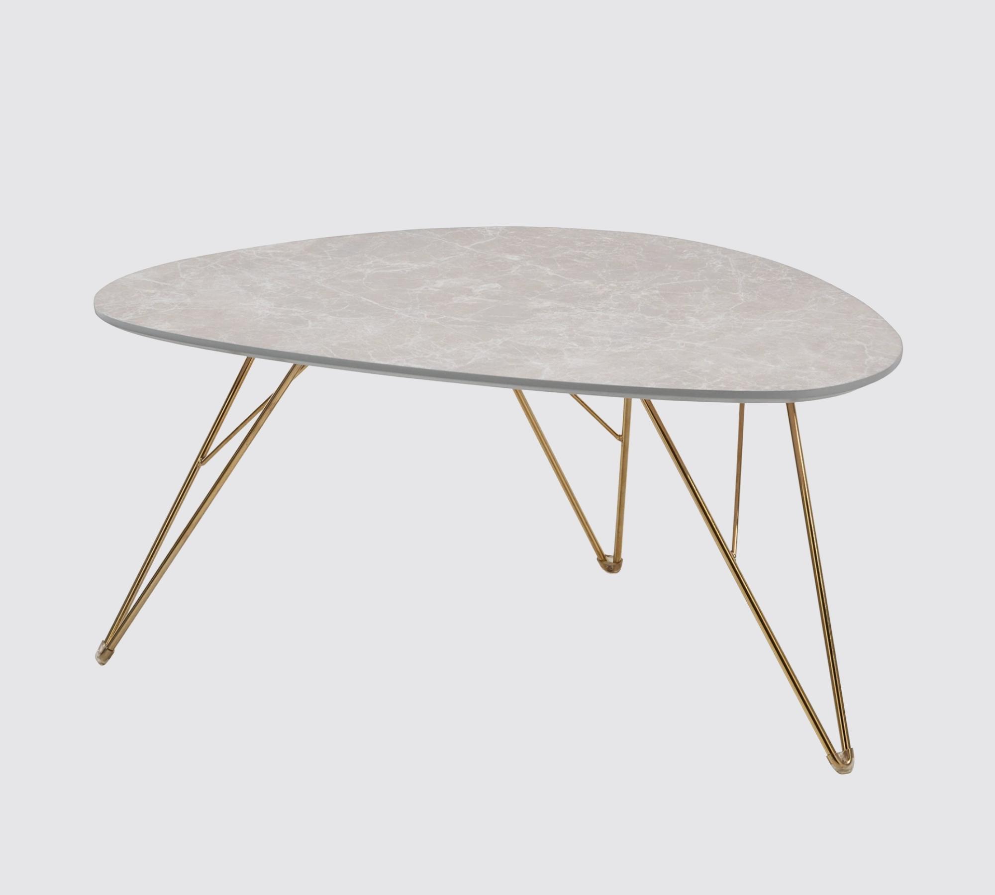 Couchtisch Marmoroptik Hellgrau Dekor Gold