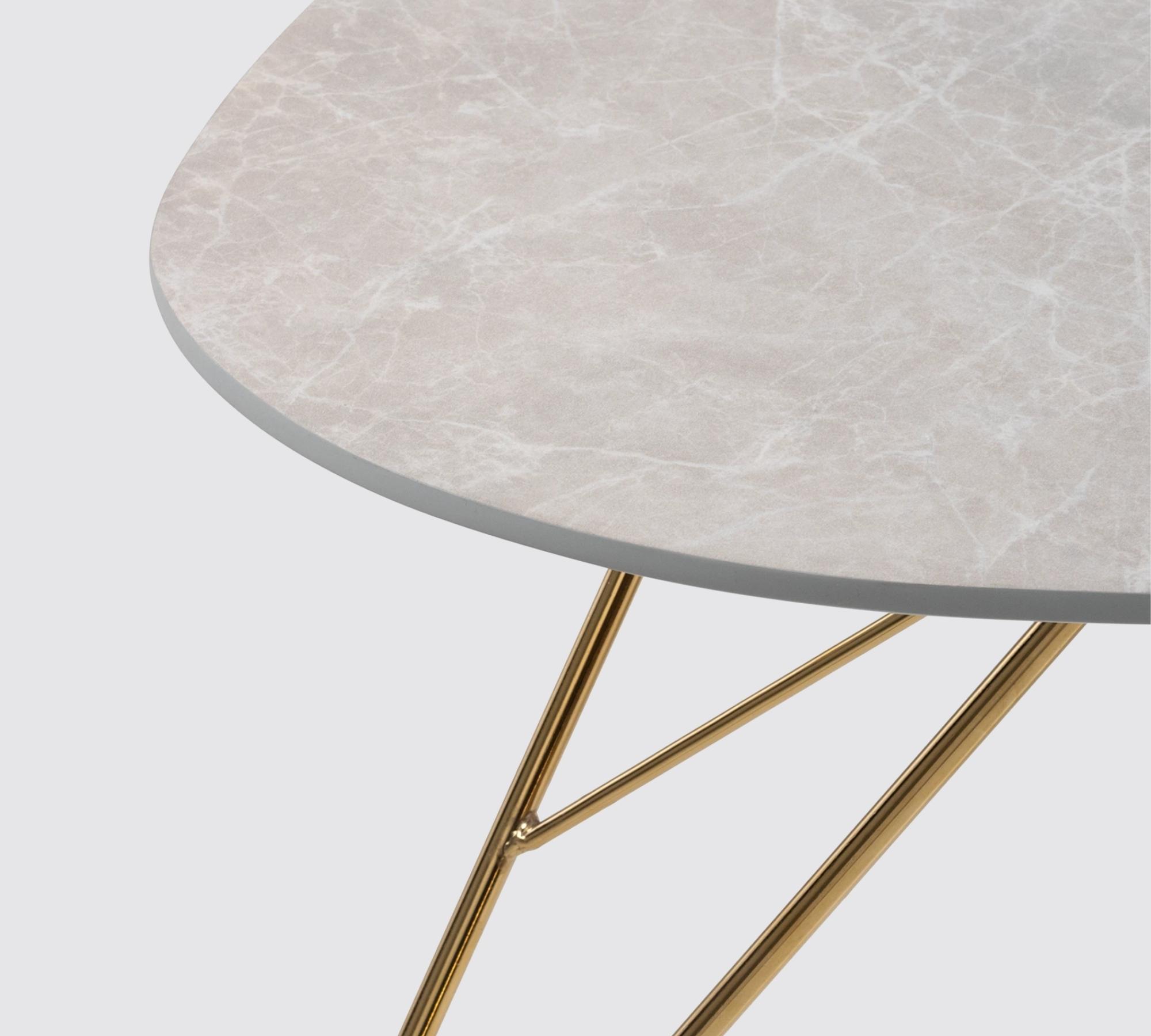 Couchtisch Marmoroptik Hellgrau Dekor Gold