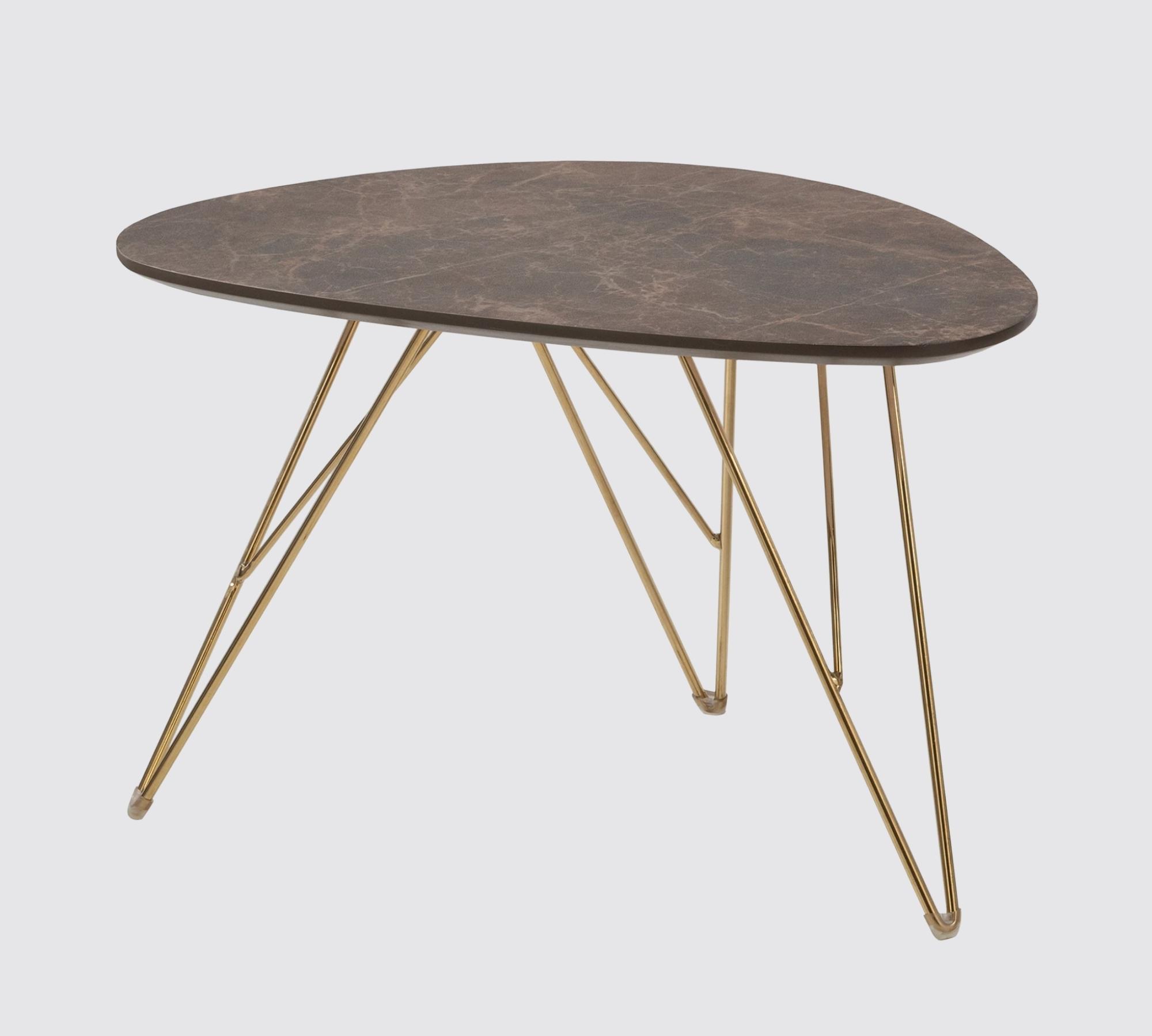 Couchtisch Marmoroptik Braun Dekor in Gold