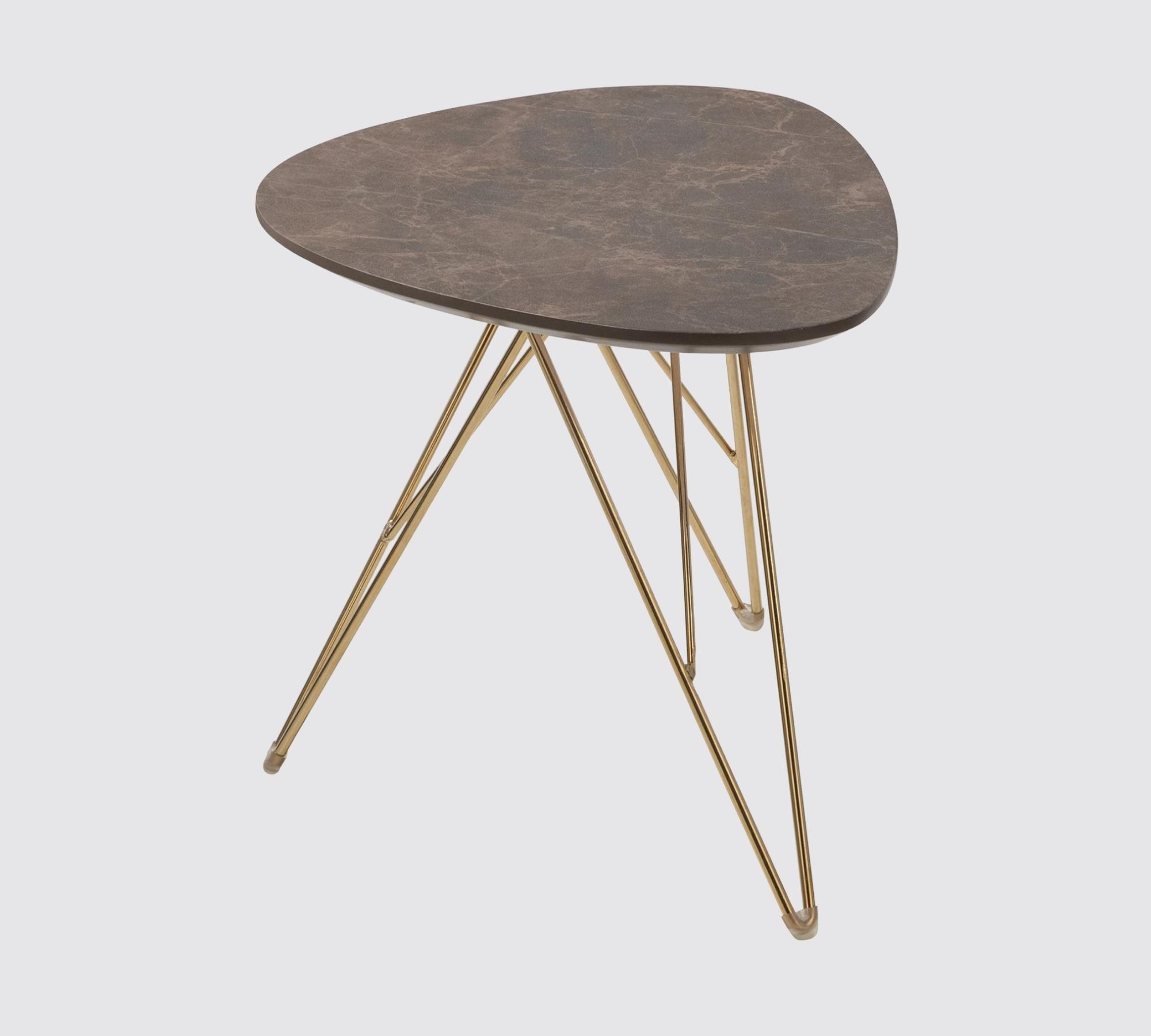 Couchtisch Marmoroptik Braun Dekor in Gold