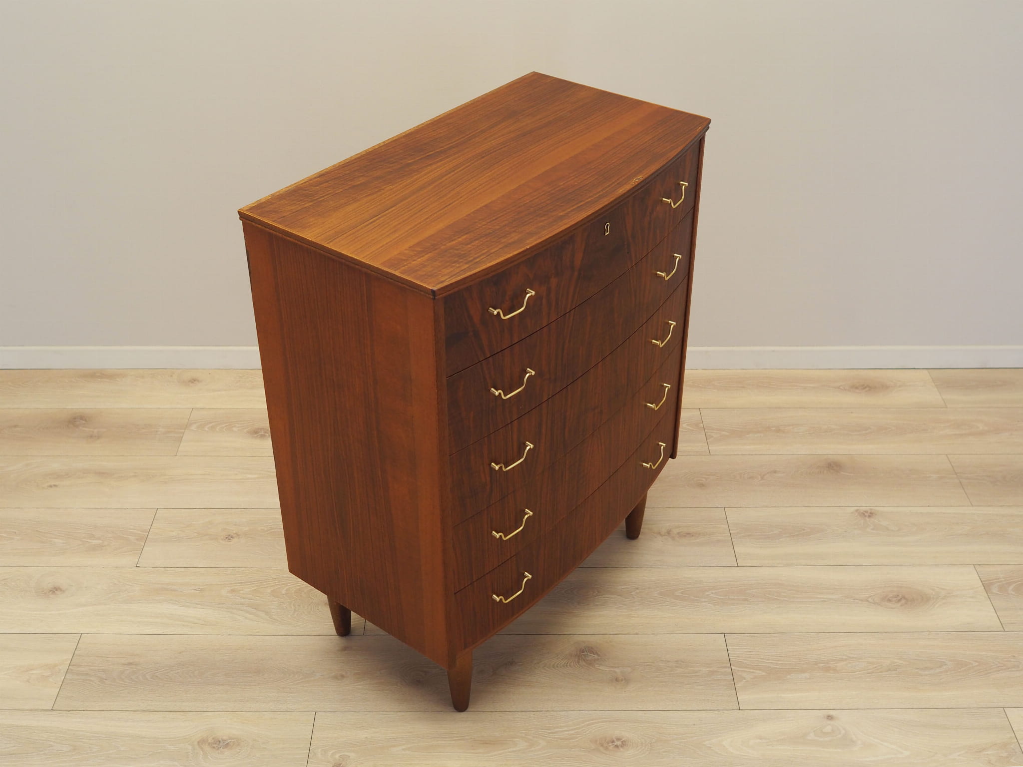 Vintage chest of drawers walnut wood brown 1970s