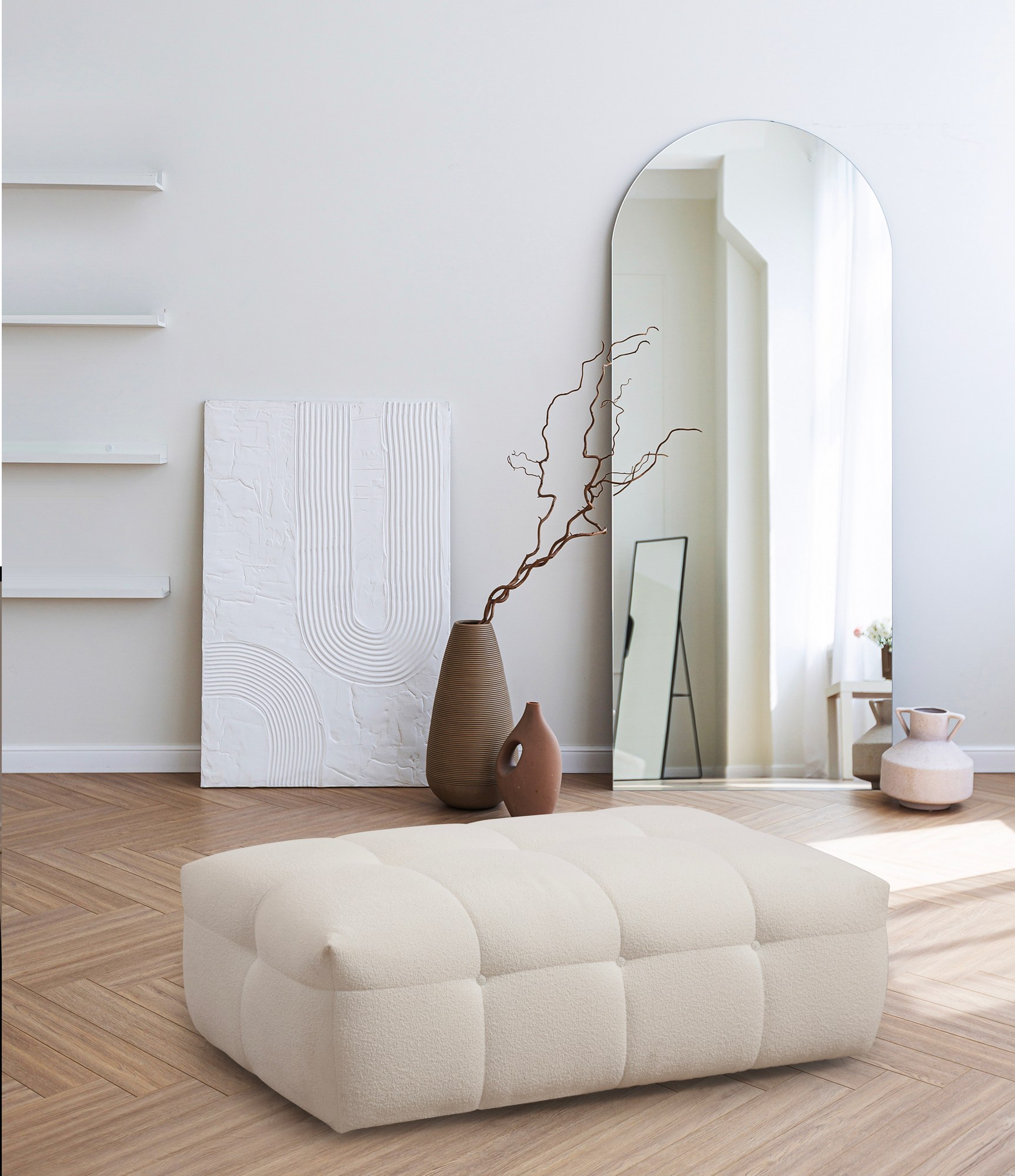 Modern Footstool Beige