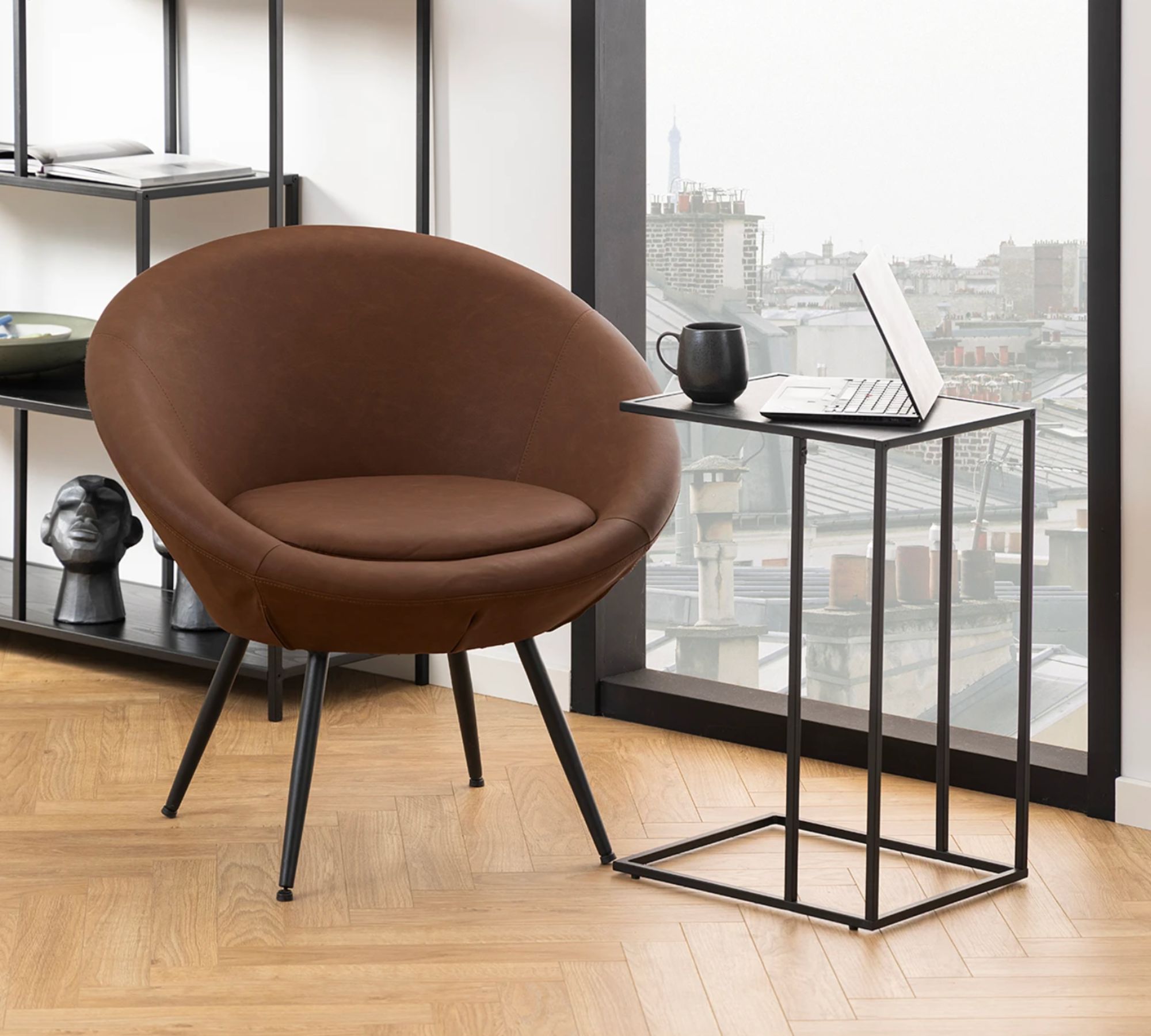 Beistelltisch MDF Marmor Dekor Schwarz