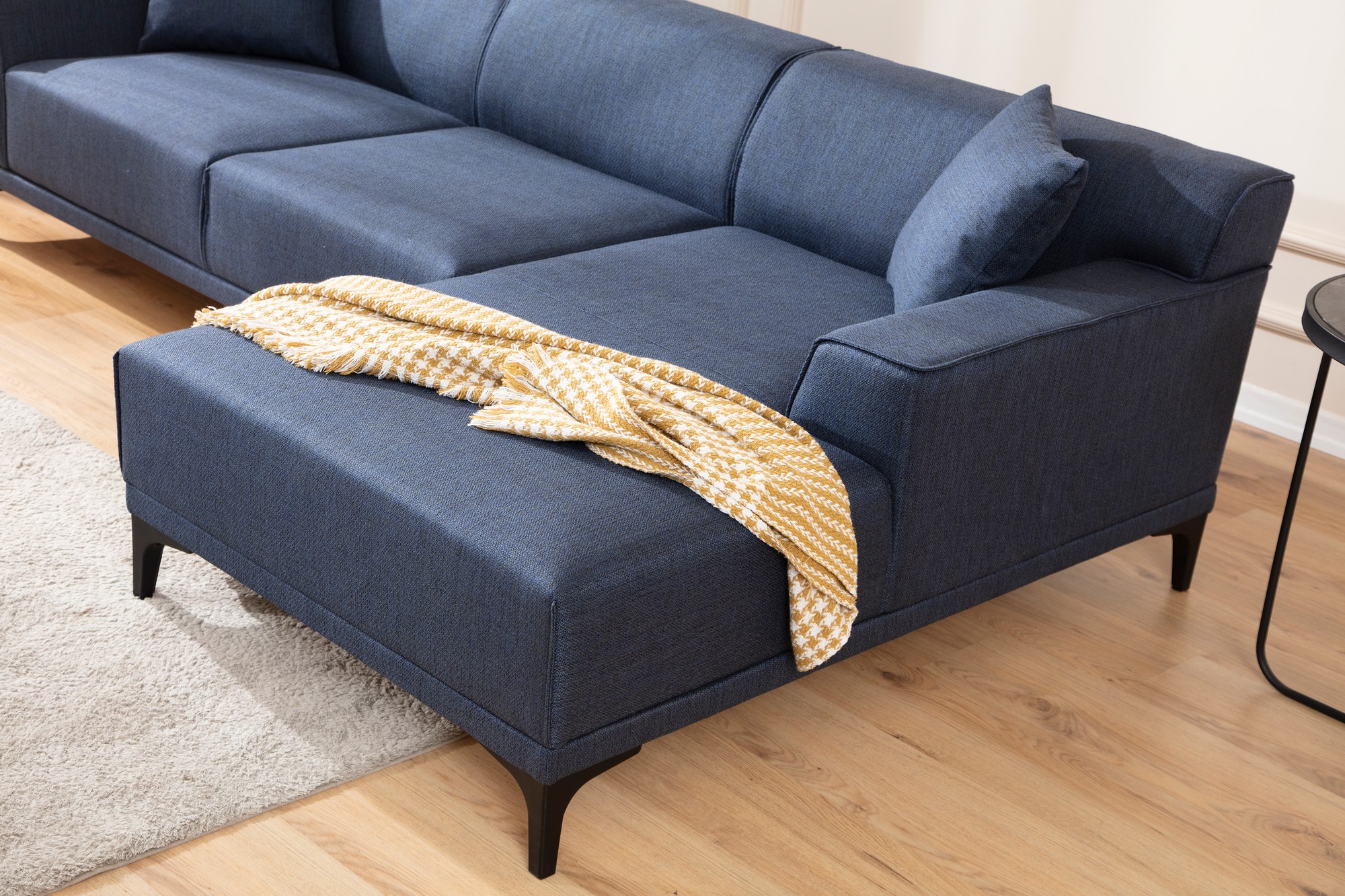Modern Sofa Chaise Lounge Right Blue