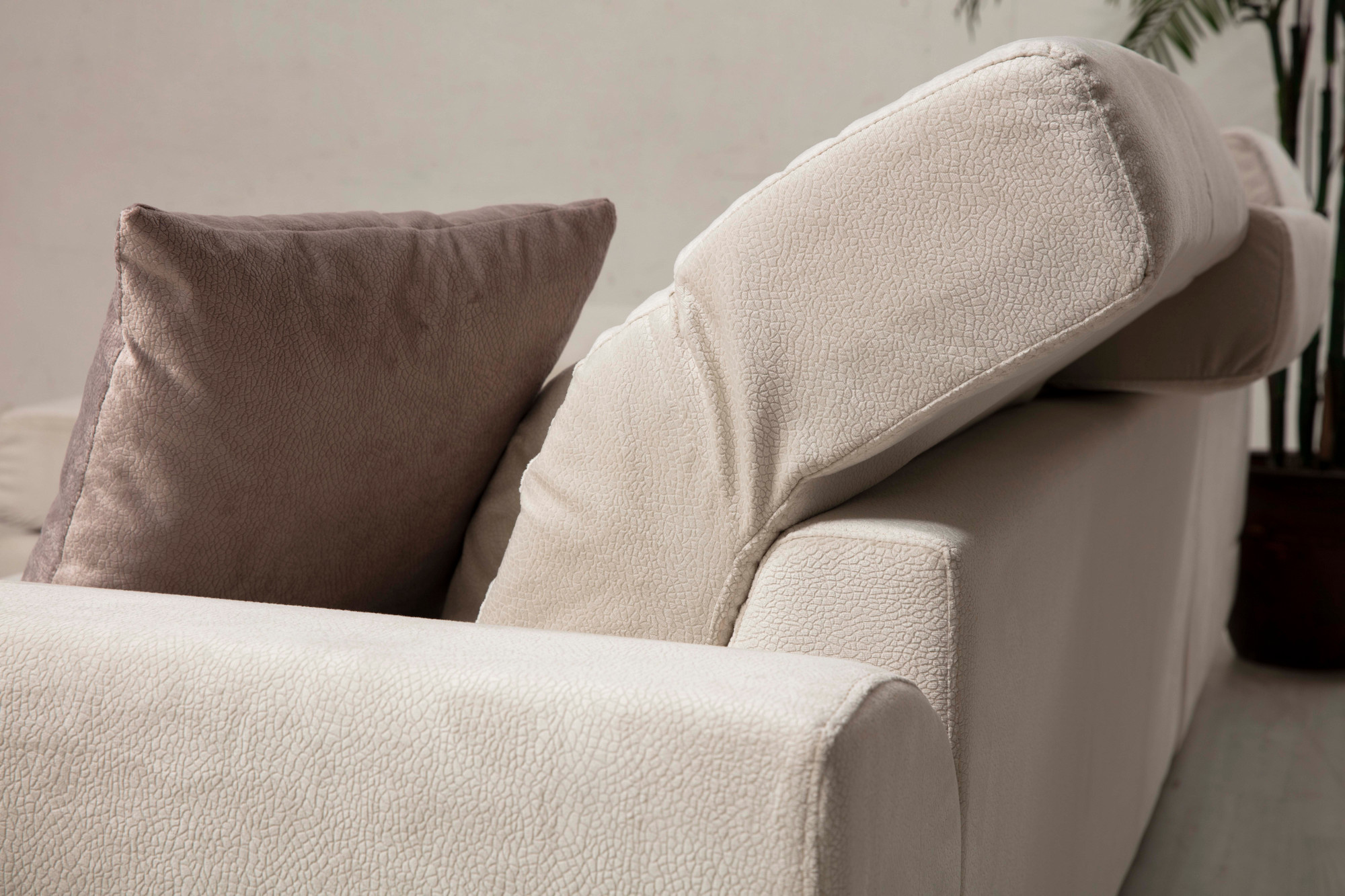 Modern sofa chaise lounge left ecru