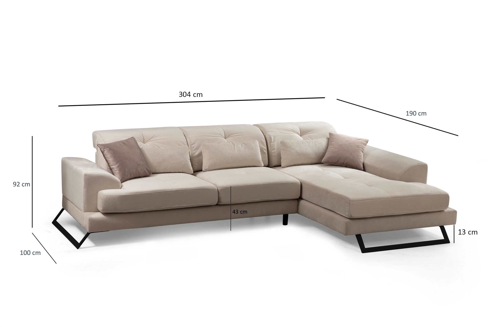 Sofa Chaise Lounge Right Ecru