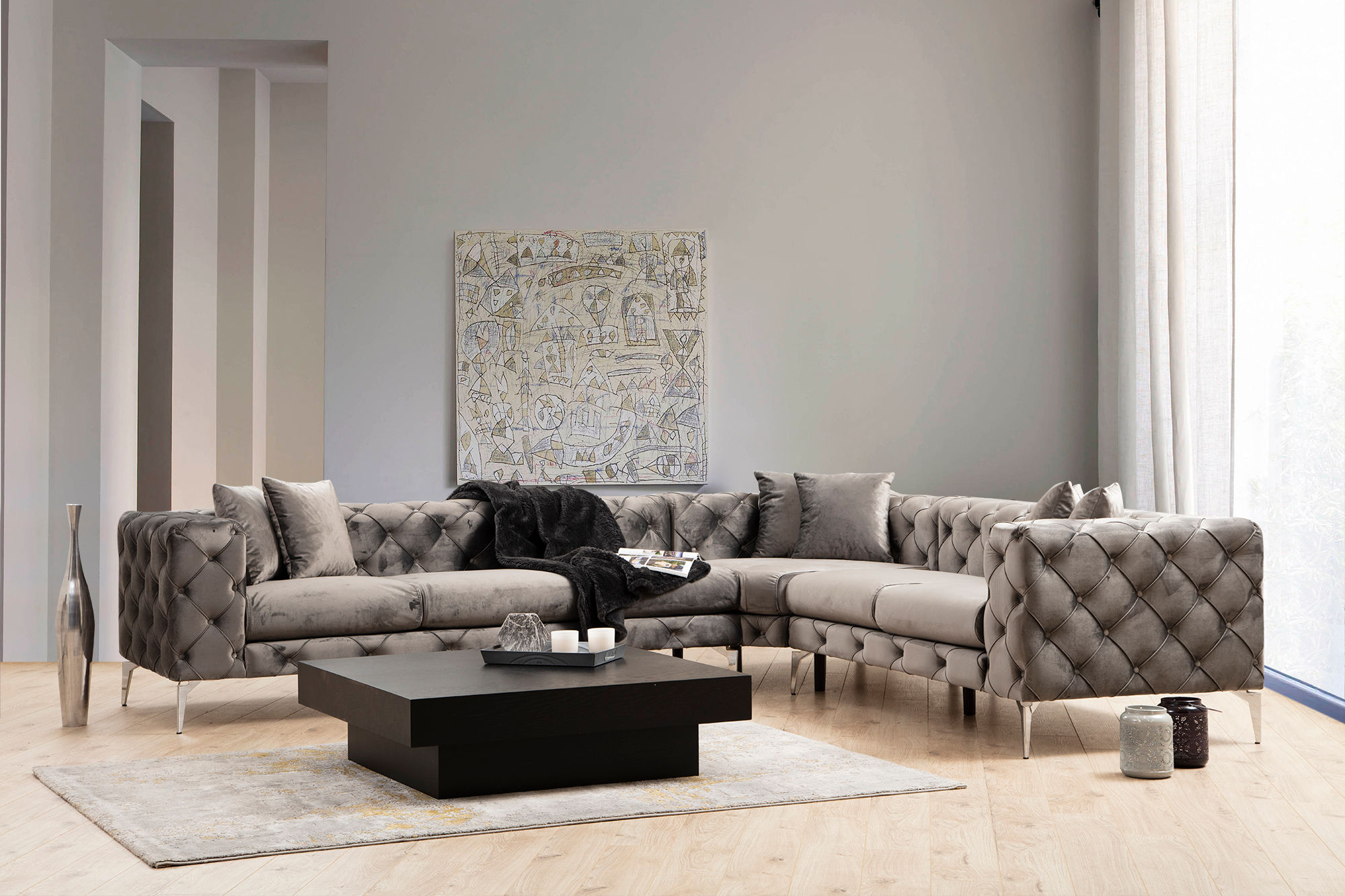 Elegant corner sofa anthracite