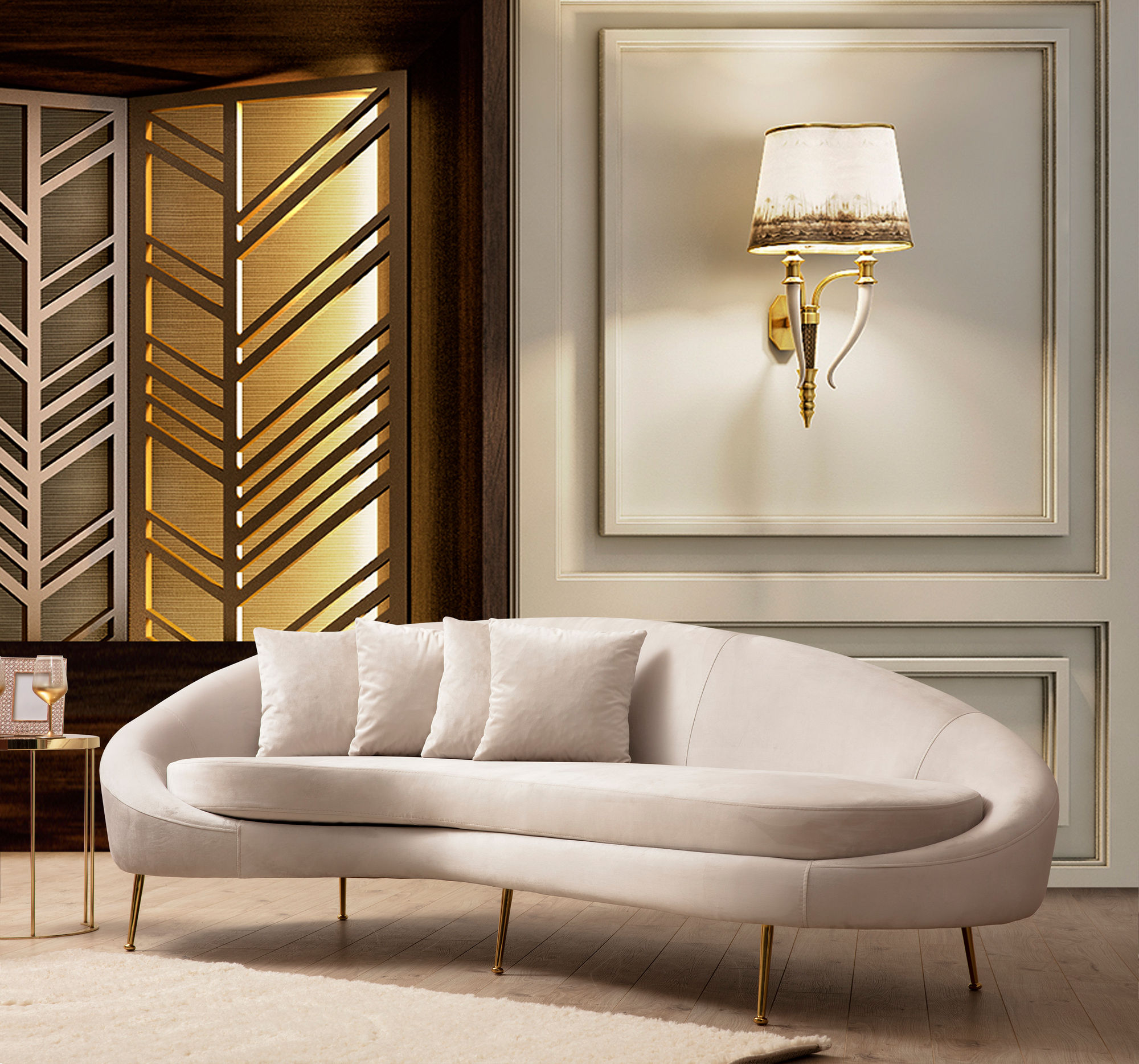 Elegante divano 3 posti beige