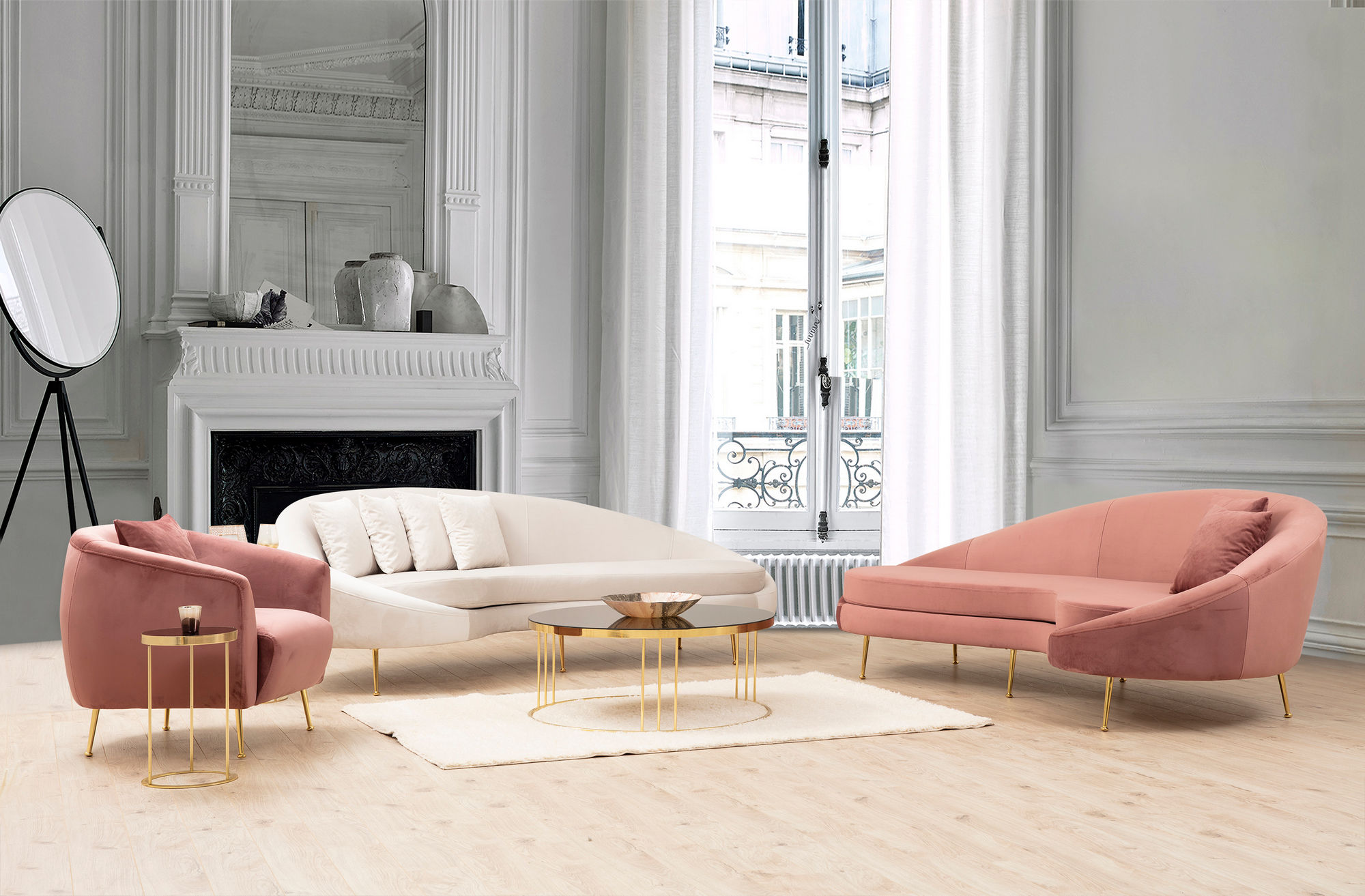 Elegante divano 3 posti beige